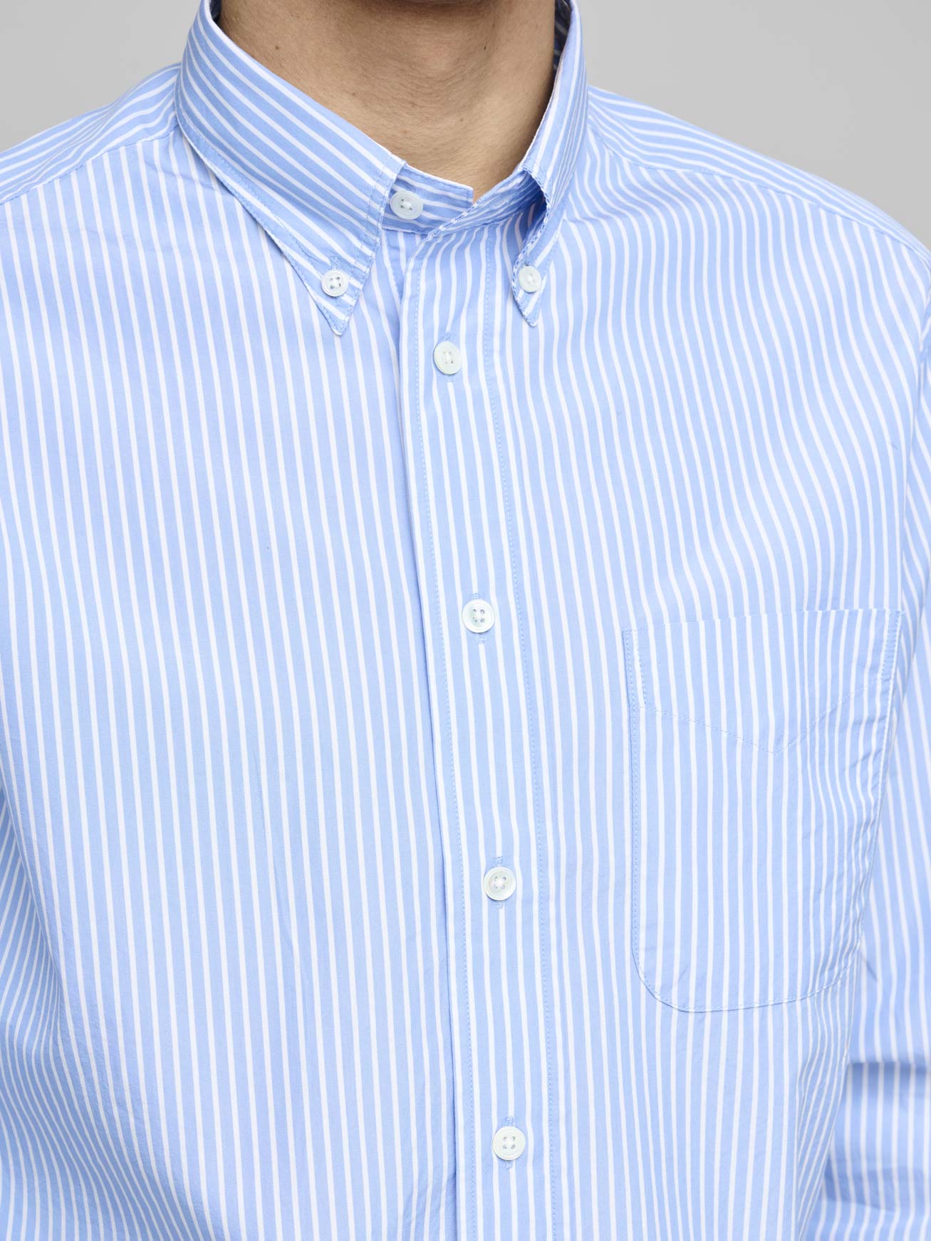 American BD Shirt, Light Blue & White Stripe