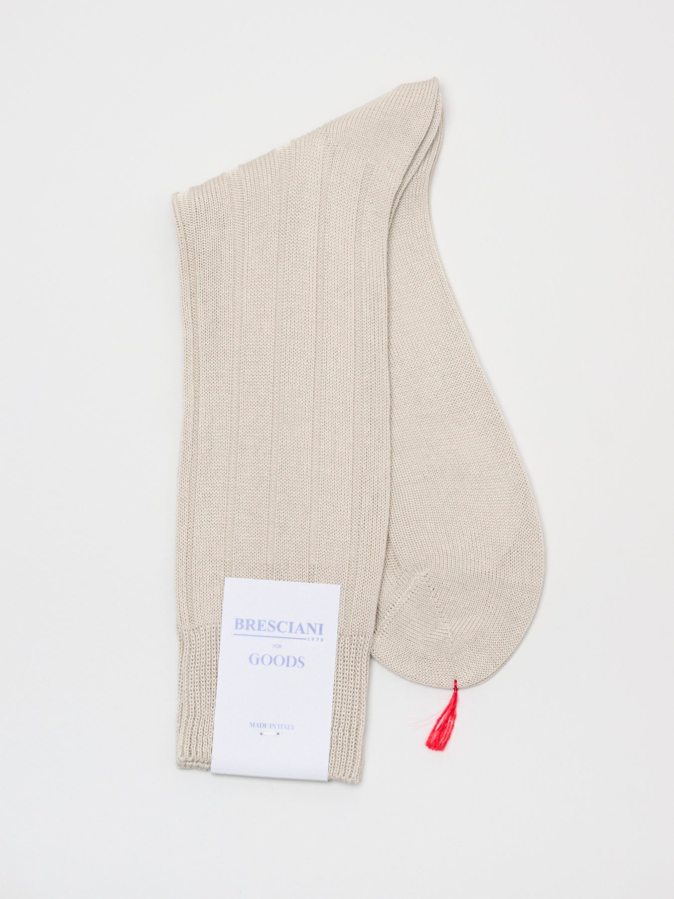 Fine Ribbed Cotton Socks, Natural