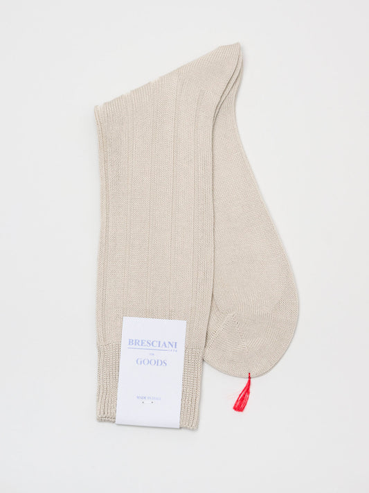 Fine Ribbed Cotton Socks, Natural