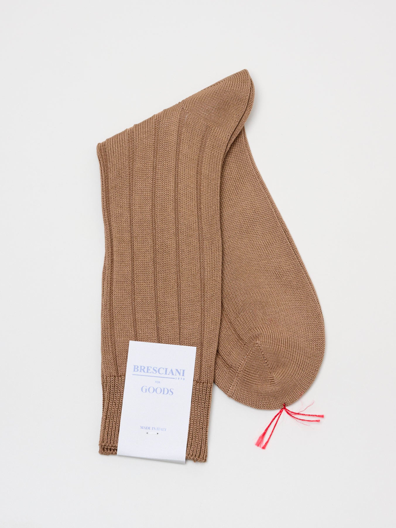 Fine Ribbed Cotton Socks, Lt. Brown