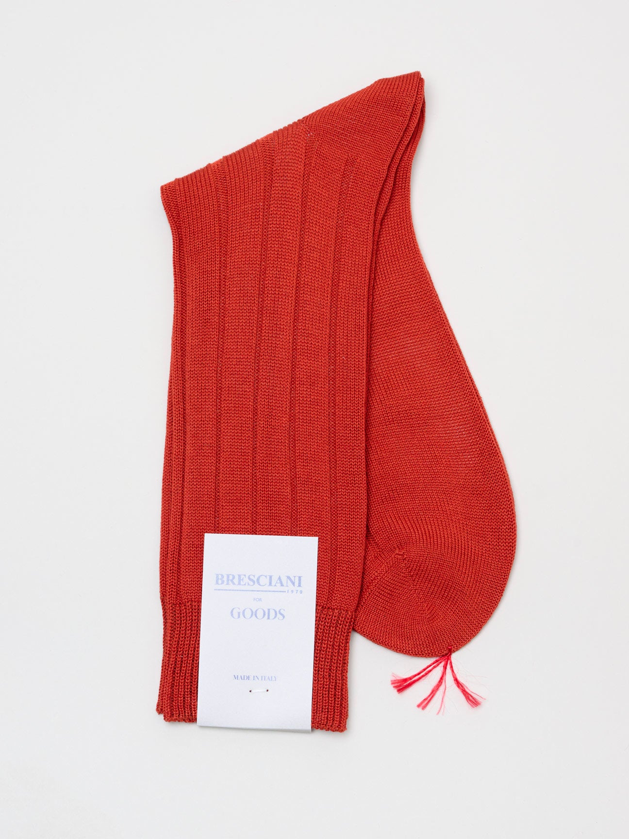 Fine Ribbed Cotton Socks, Burnt Orange