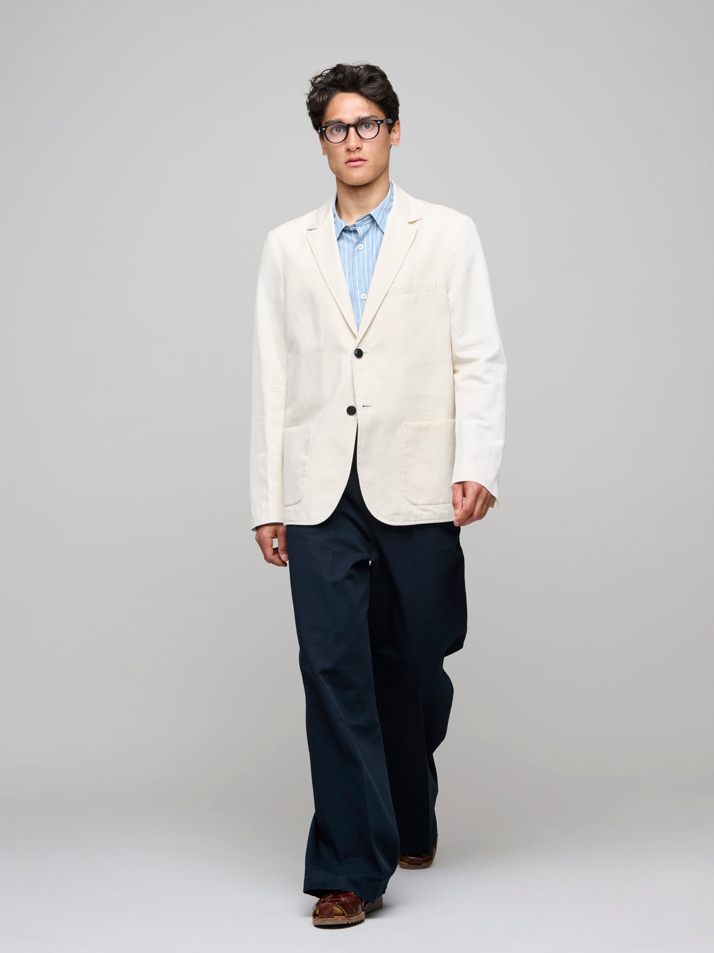 Cotton Linen Unstructured Blazer, Undyed