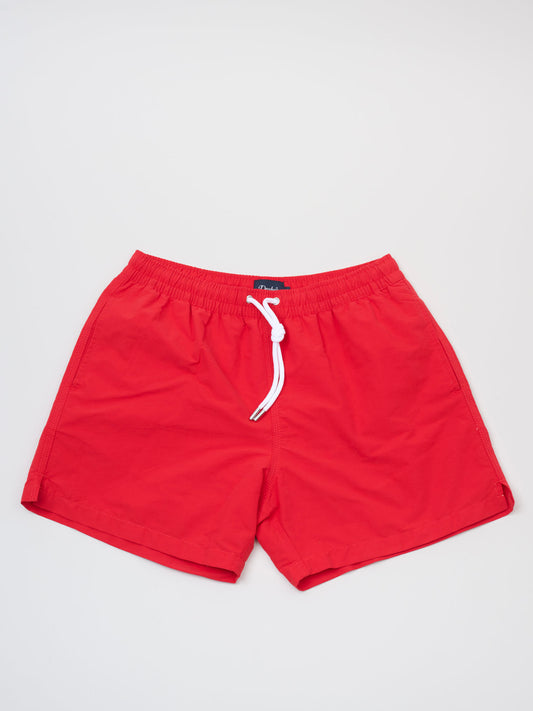 Nylon Drawstring Swim Shorts, Red