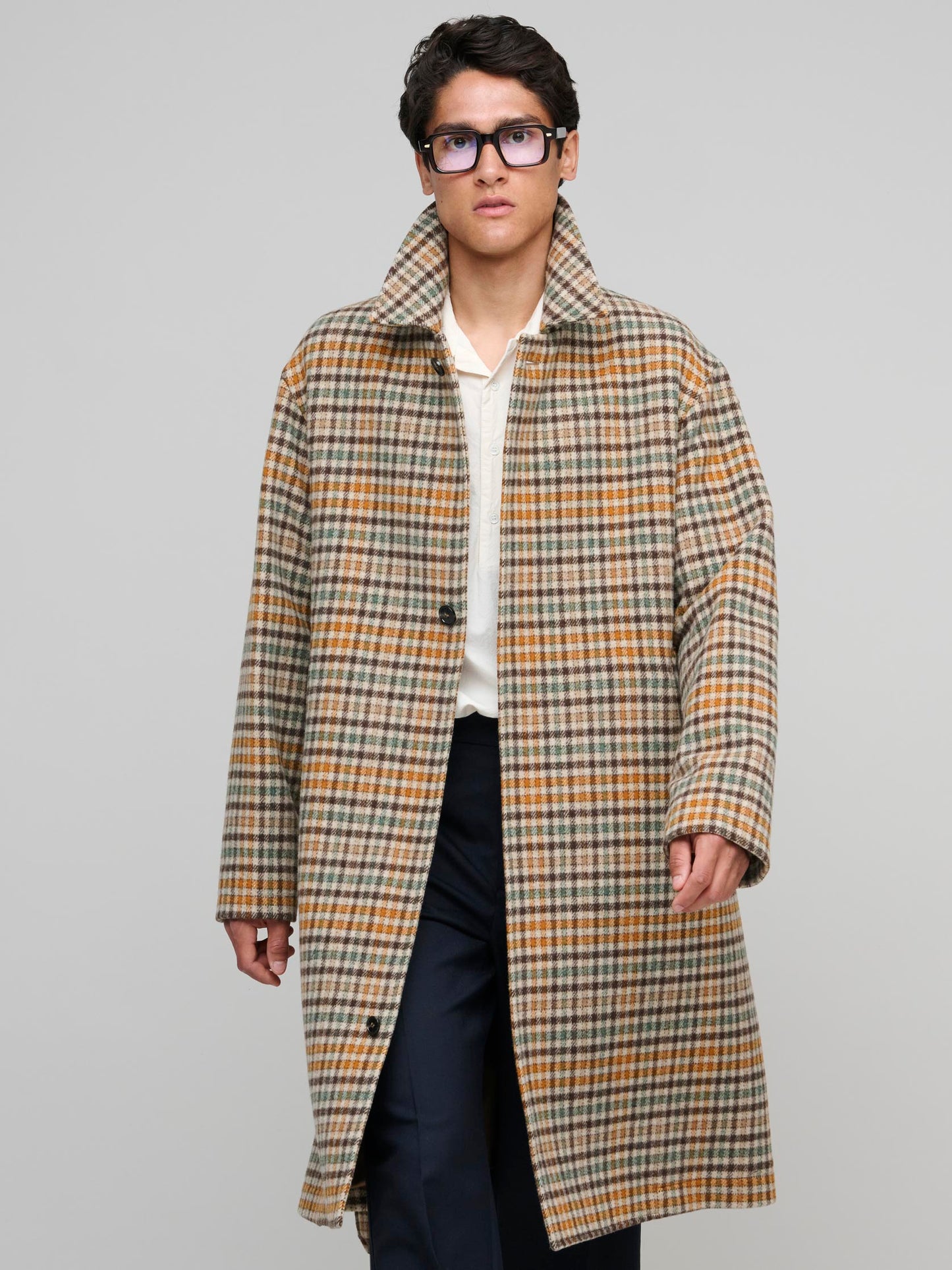 Milan Wool Coat, Beige Check