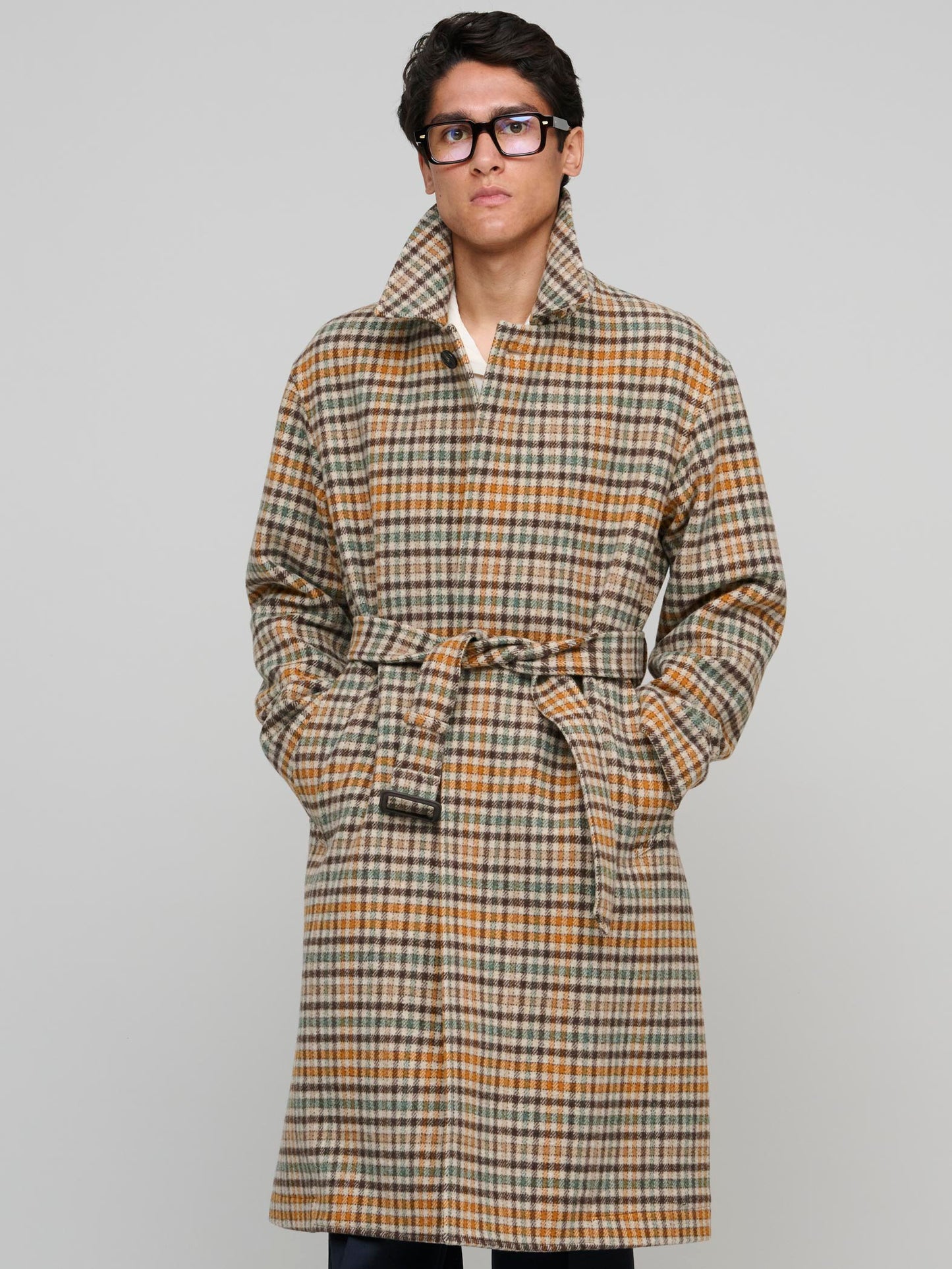 Milan Wool Coat, Beige Check