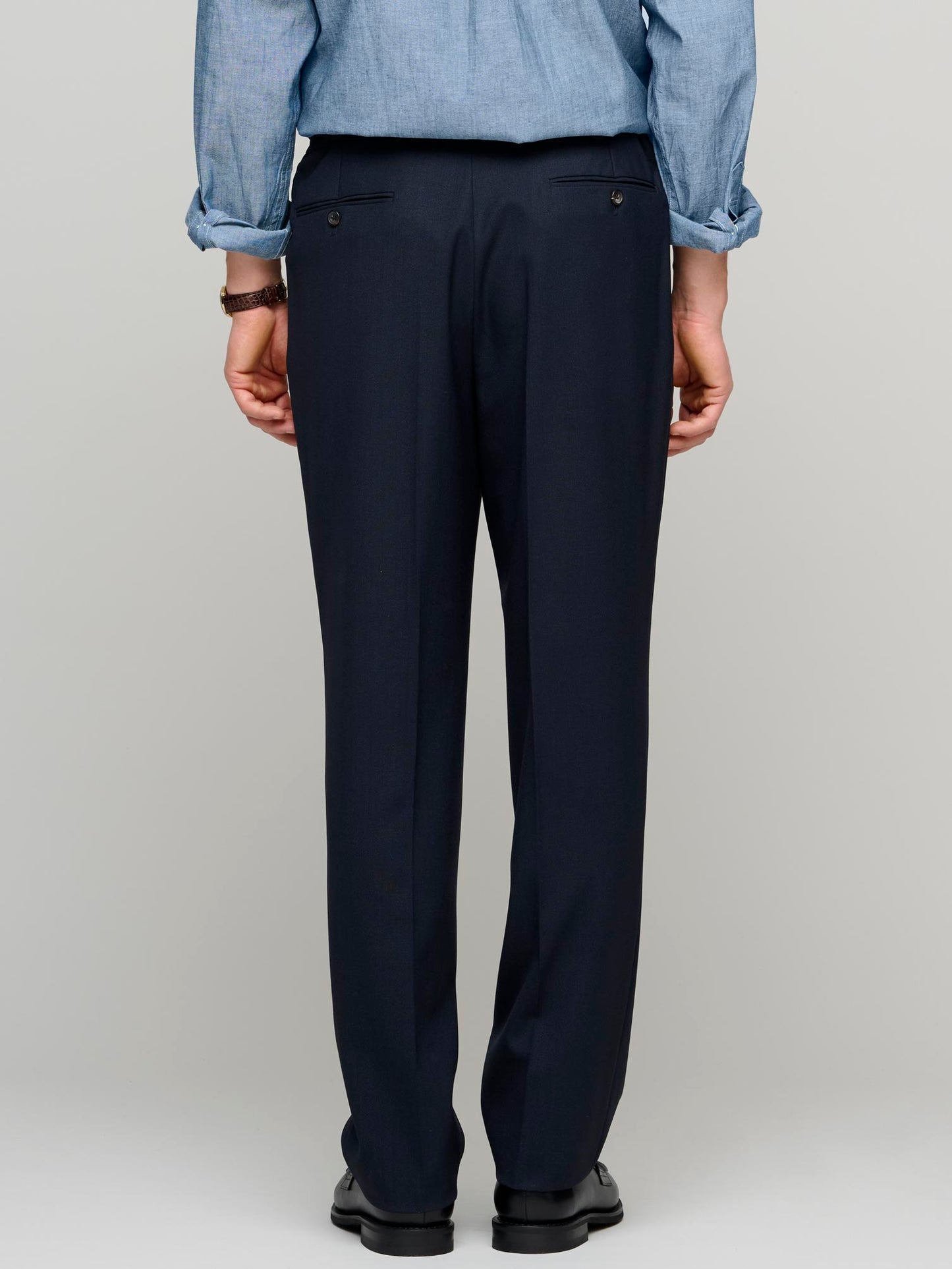 Tropical Wool Single Pleat Trouser, Navy