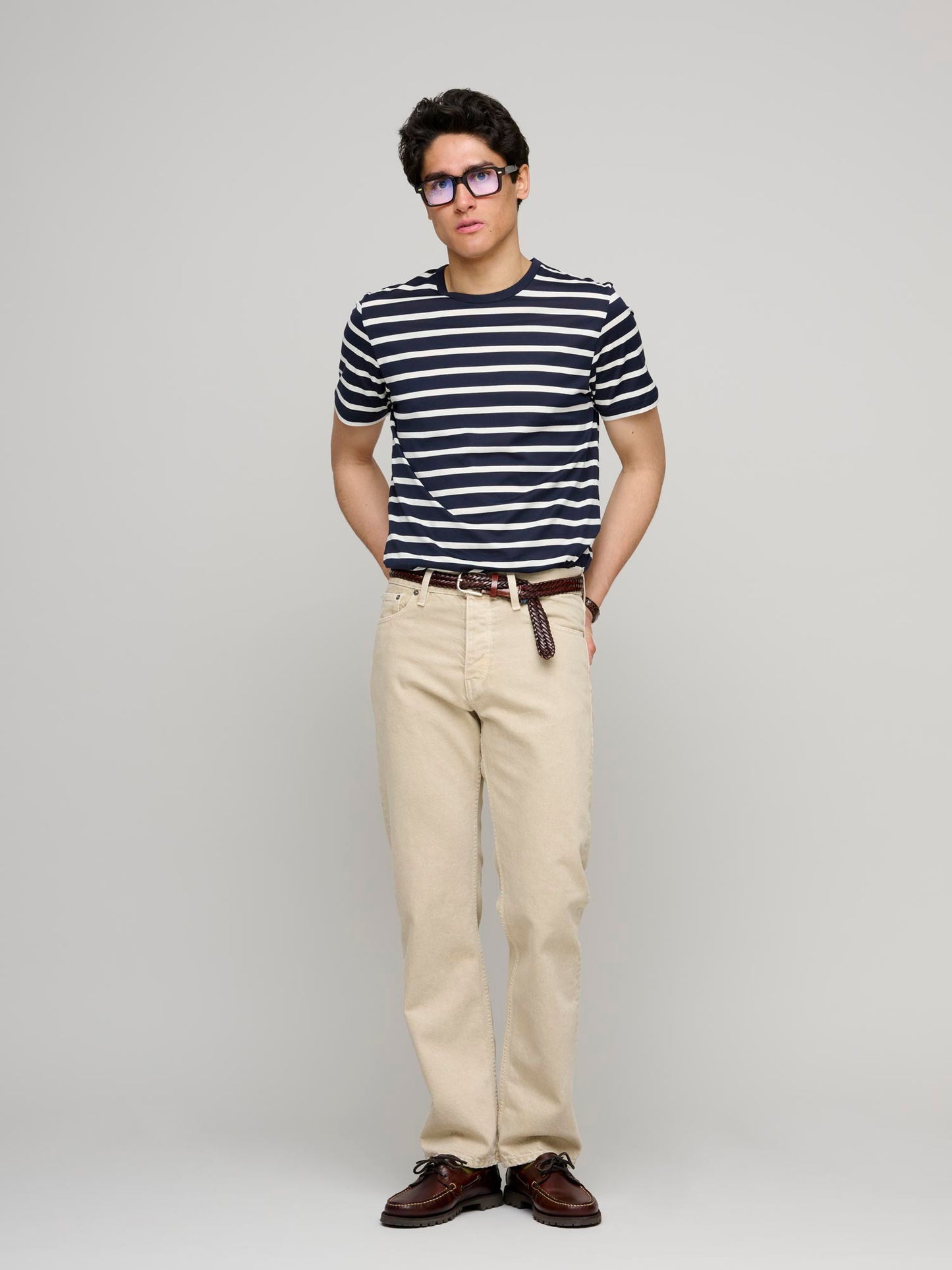 Classic Cotton T-shirt, Navy/Ecru Stripe