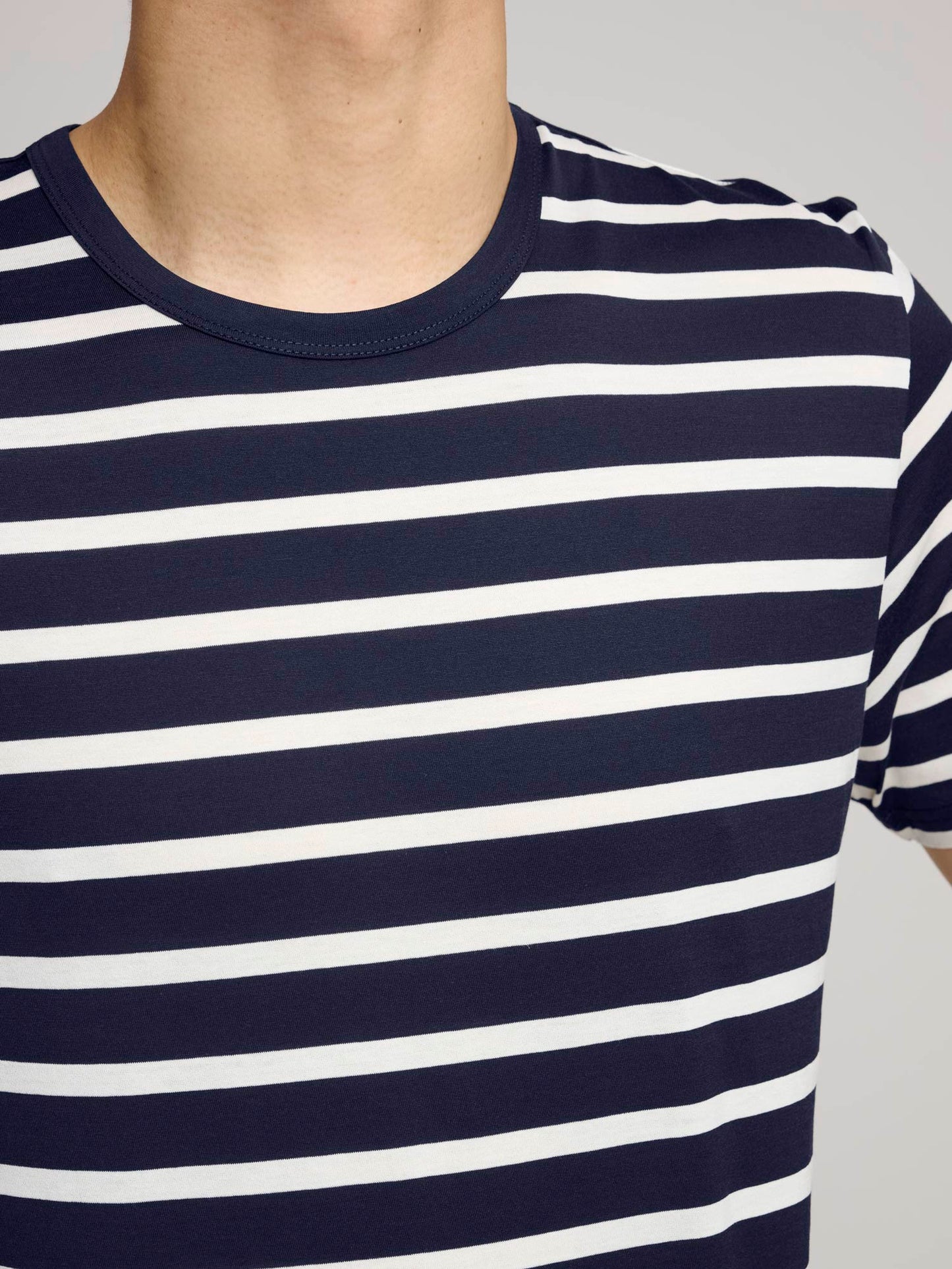 Classic Cotton T-shirt, Navy/Ecru Stripe