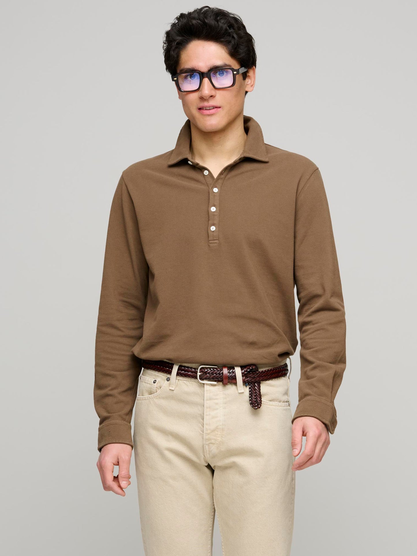 Raya Long Sleeve Polo, Brown