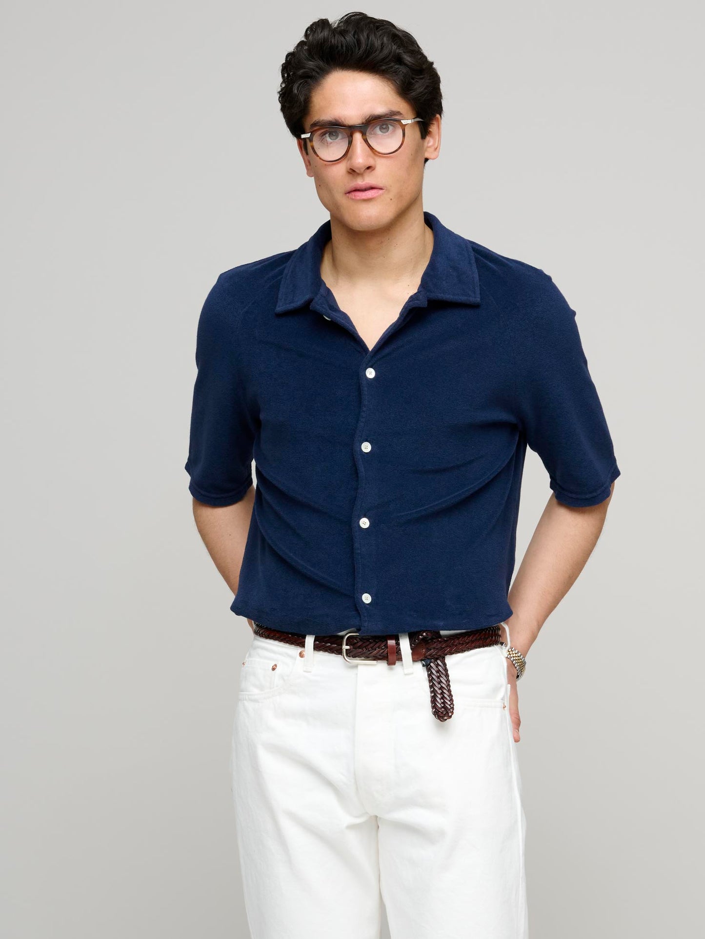 Cruiser Short Sleeve Terry Shirt, Navy Blue