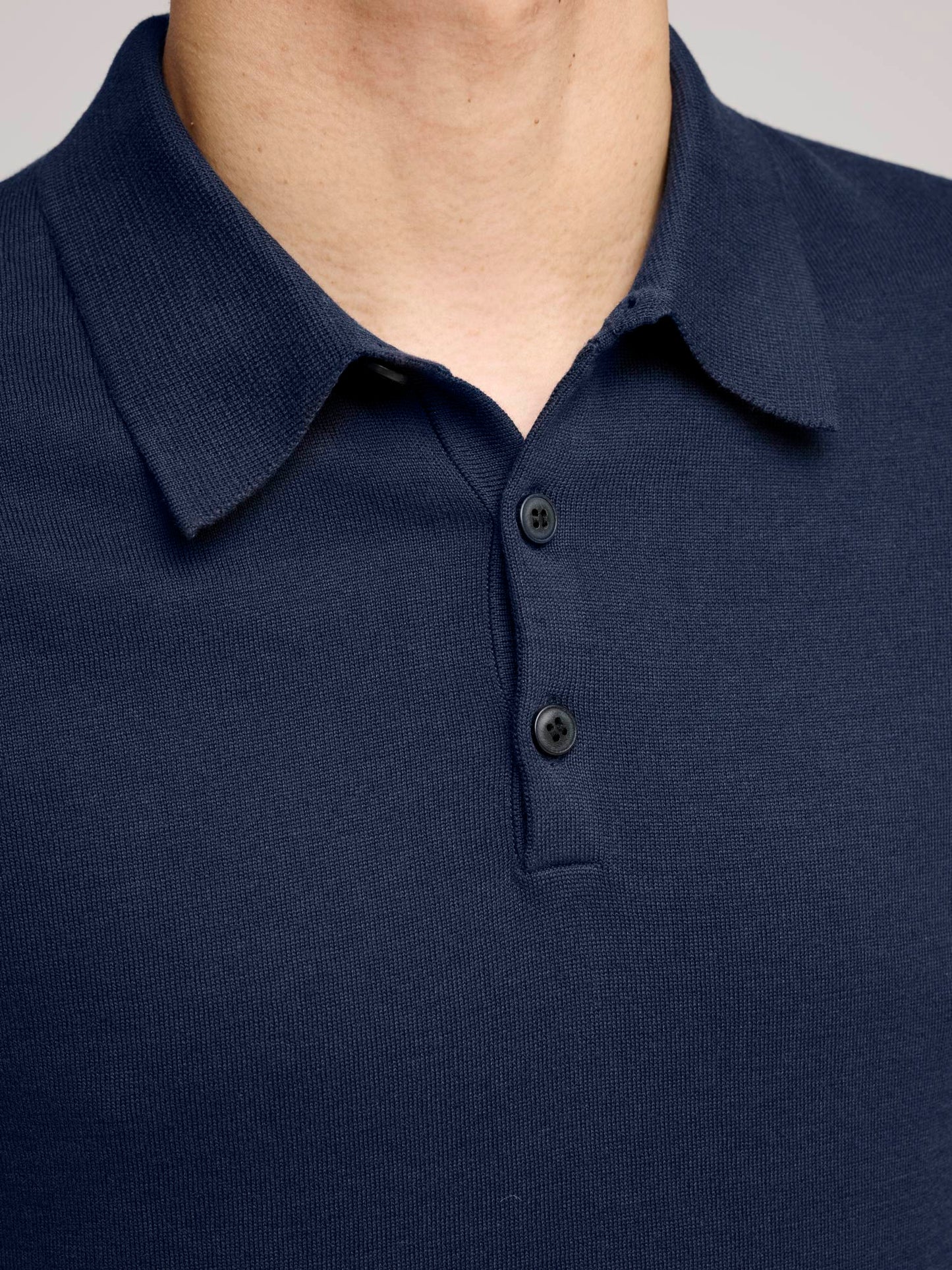 Sea Island Cotton Long Sleeve Polo Shirt, Light Navy