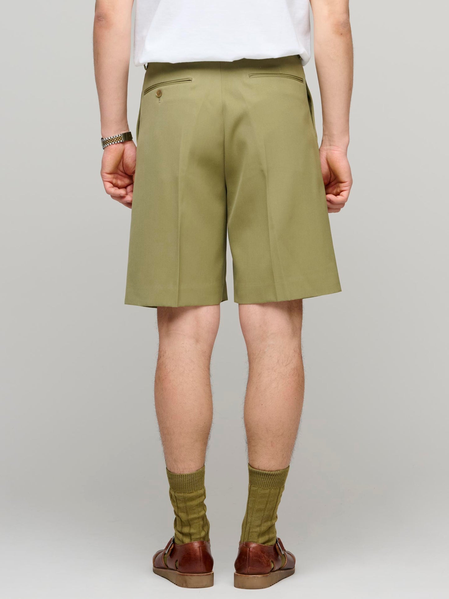 Light Wool Max Gabardine Shorts, Khaki