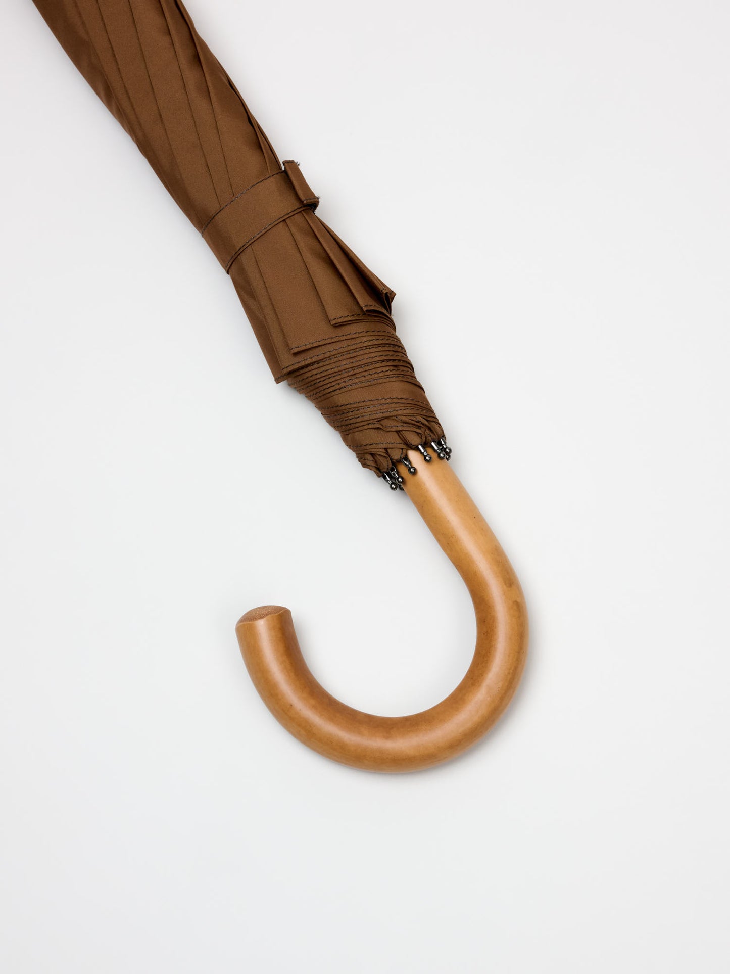 Premium Nylon Telescopic Umbrella w. Malacca Handle, Sienna