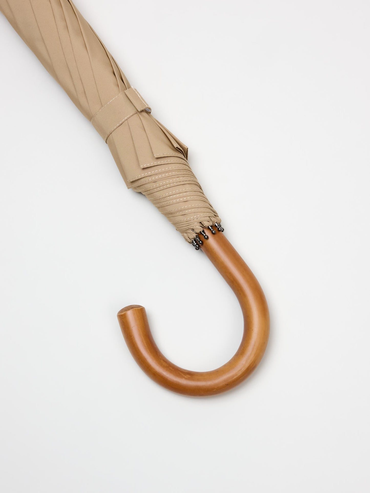 Premium Nylon Telescopic Umbrella w. Malacca Handle, Camel