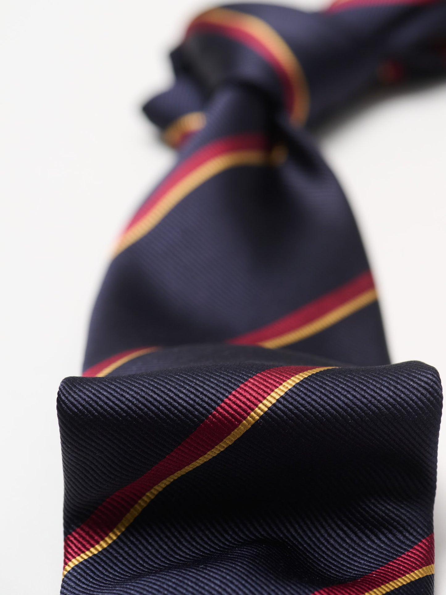 Regimental Stripe Reppe Tie, Navy Red & Yellow