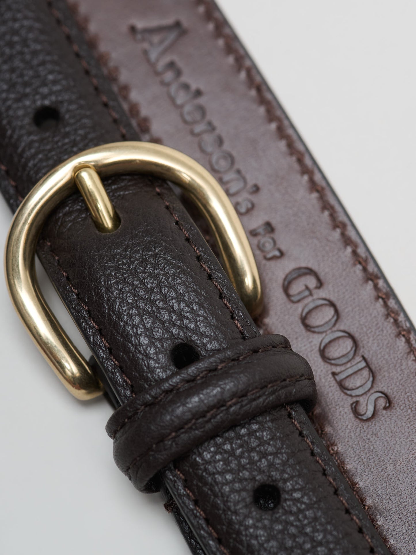 GOODS Special Round Buckle Leather Belt, Dark Brown