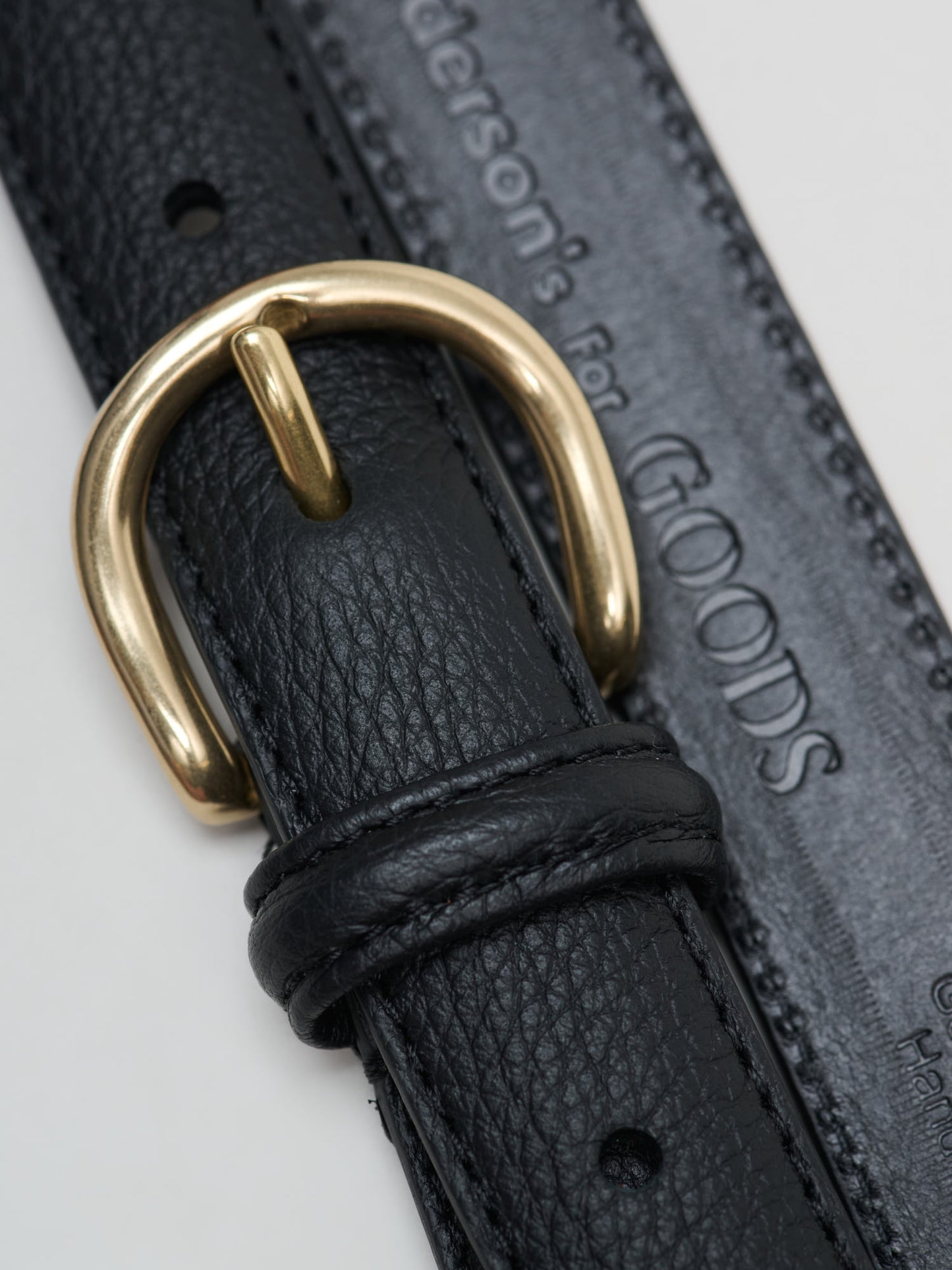 GOODS Special Round Buckle Leather Belt, Black