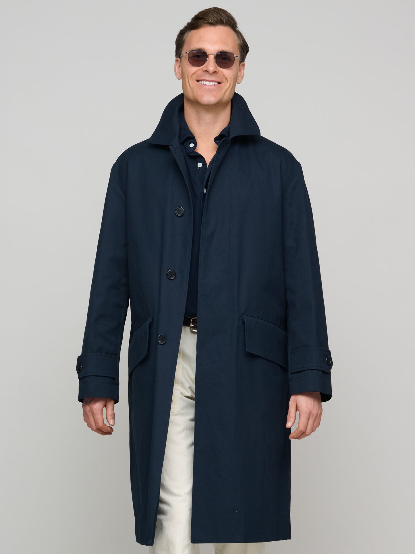 Slant Pocket Mac Light Ventile Canvas, Dark Navy