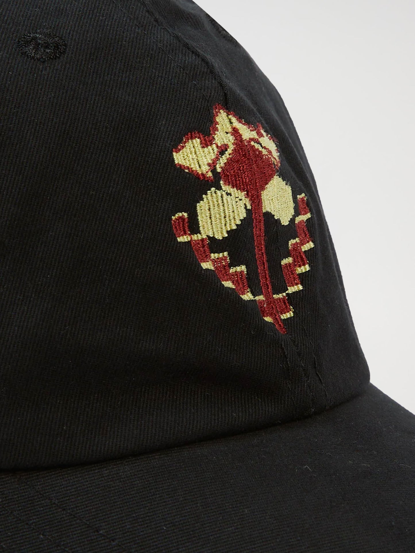 Flower Embroidered Baseball Cap, Black