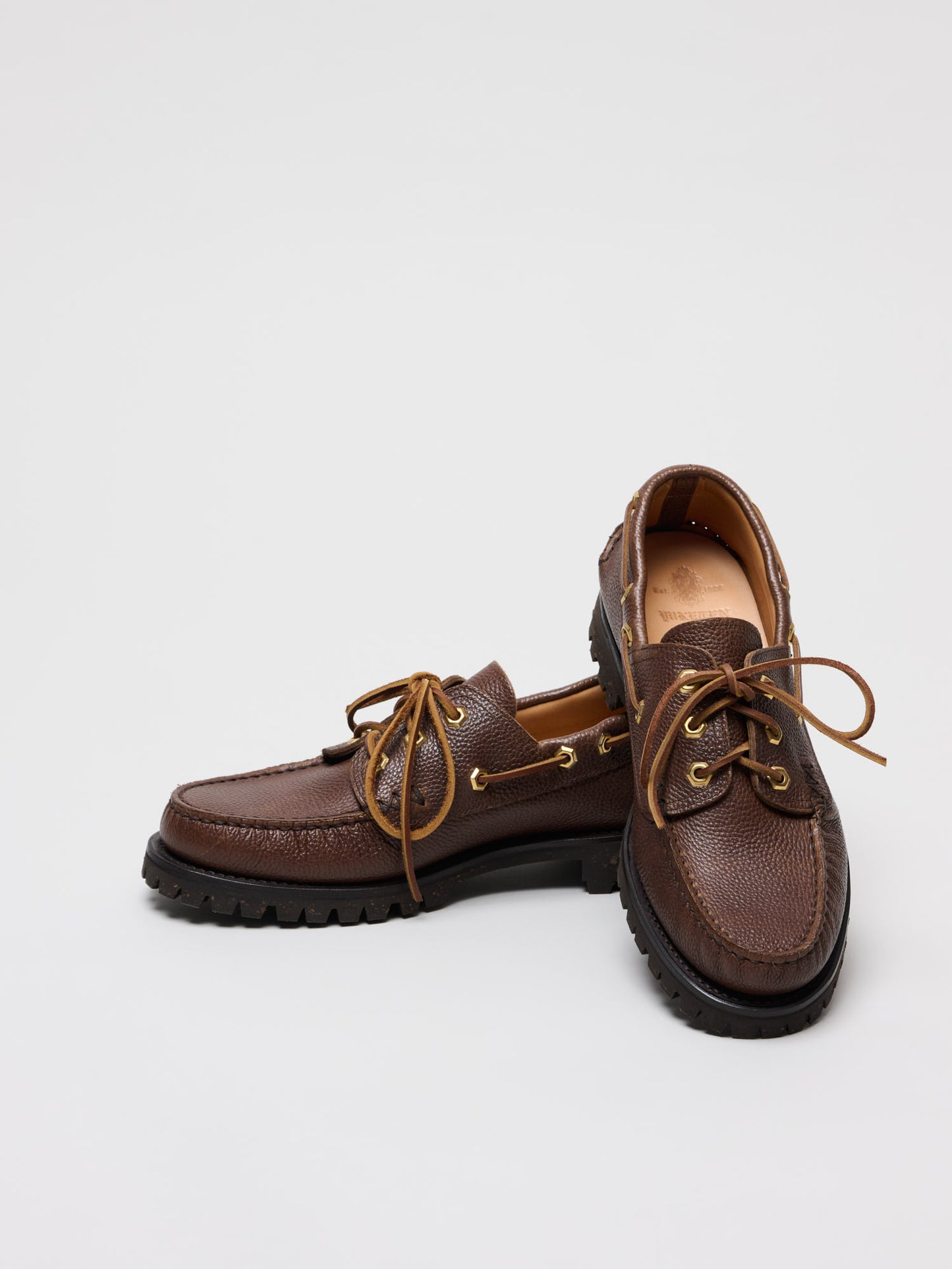 Italian Hex Eye Boat Shoe w/ Cortina Sole, Pale Brown