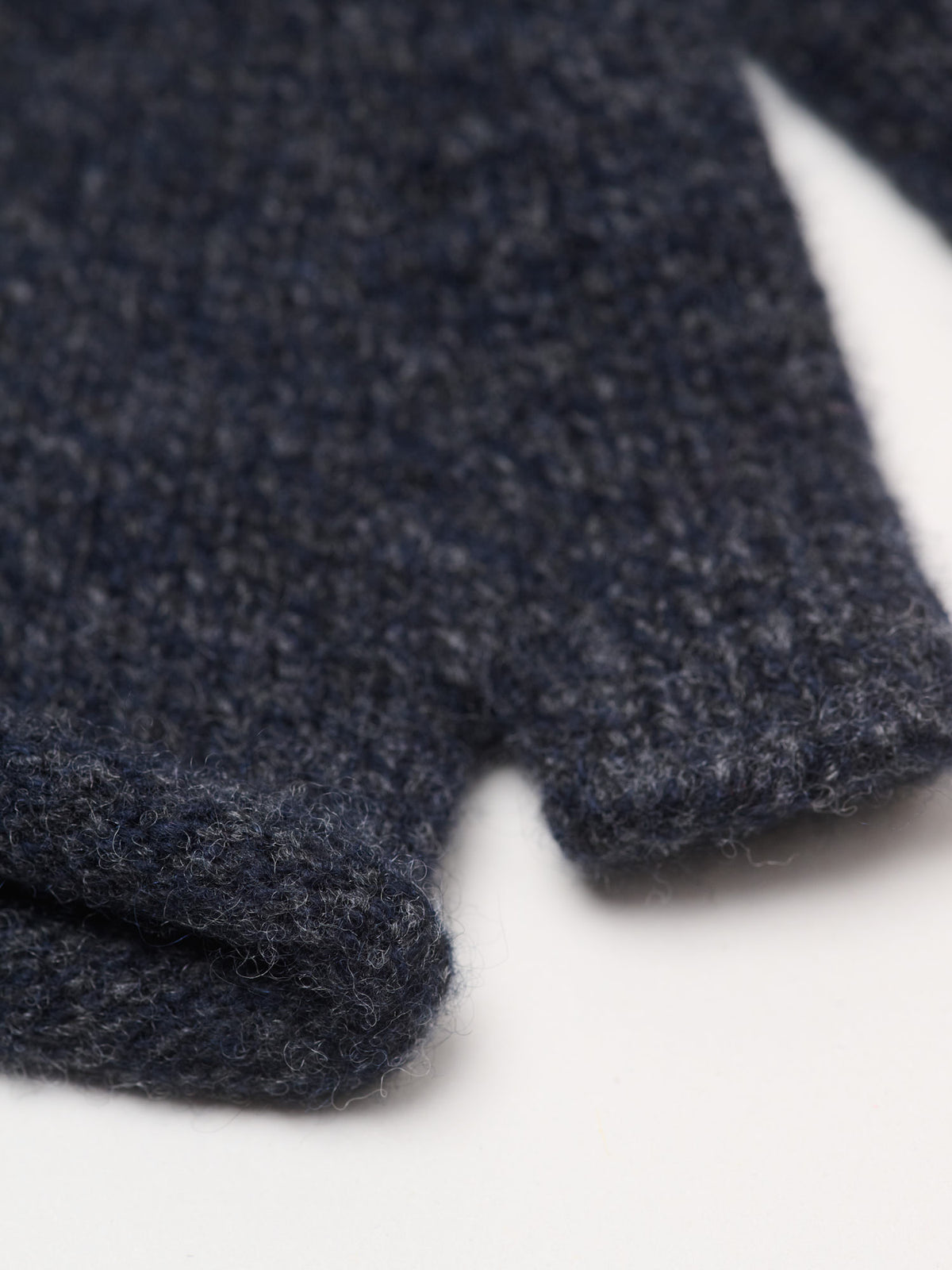 Shaped Fingerless Mittens Merino Cashmere Twist, Navy & Charcoal