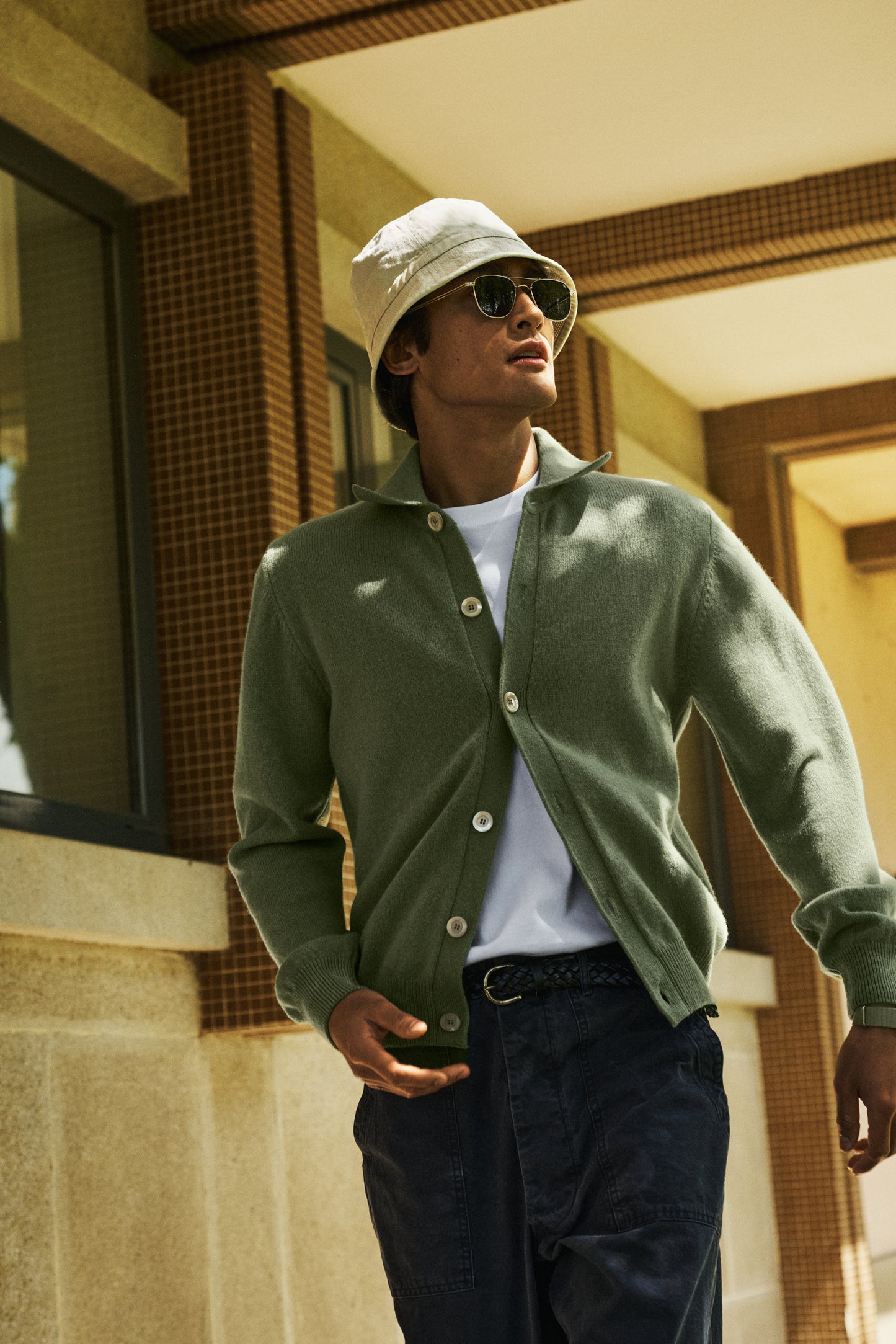 Polo Cardigan, Dusty Green