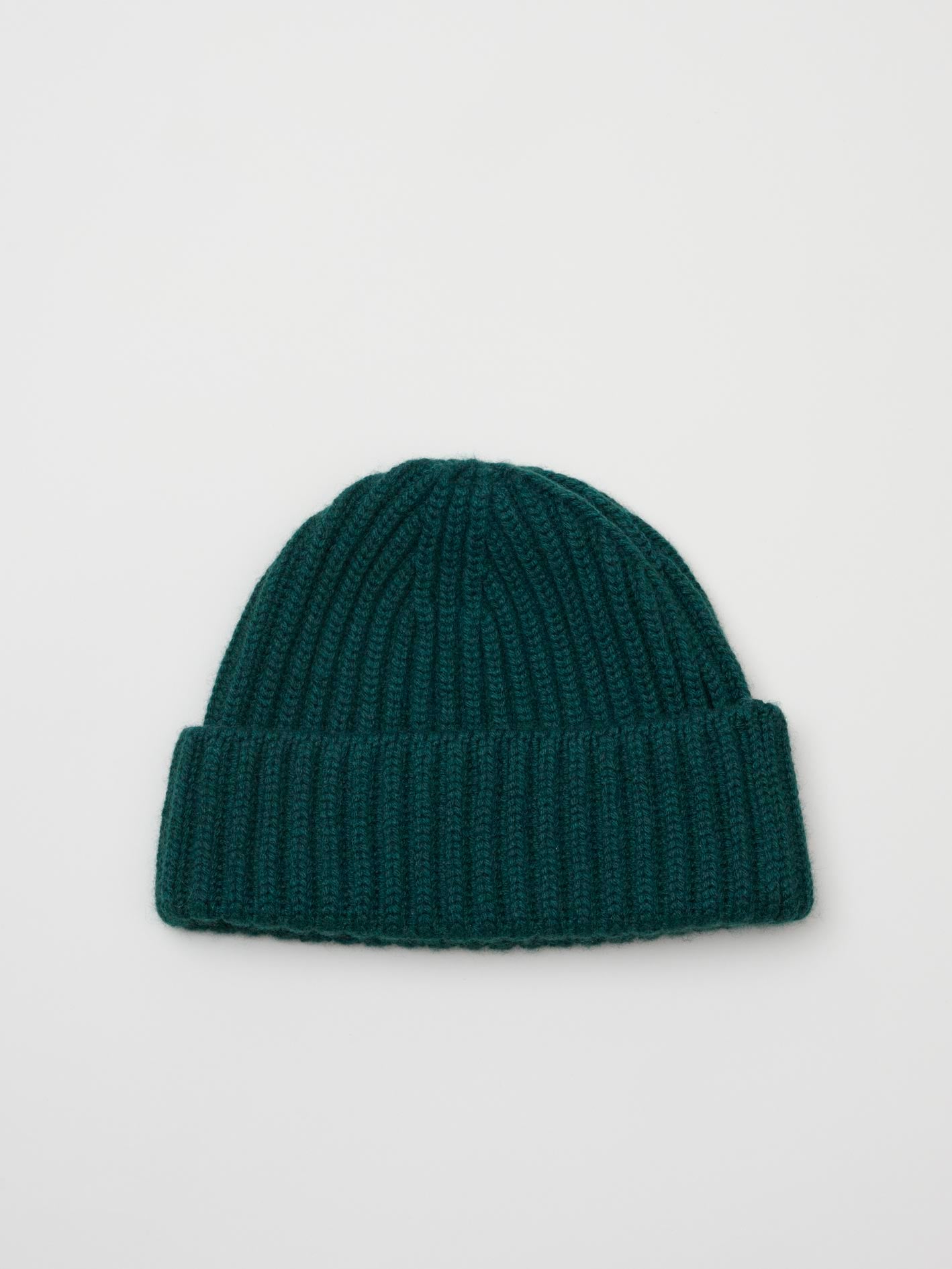 Cashmere Ribbed Knit Beanie, Green