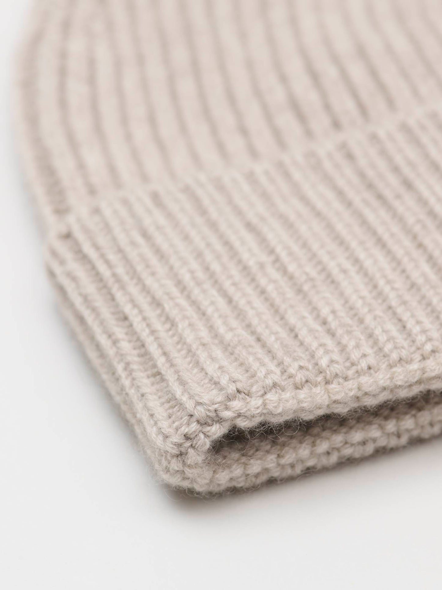 Ribbed Cashmere Beanie, Natural