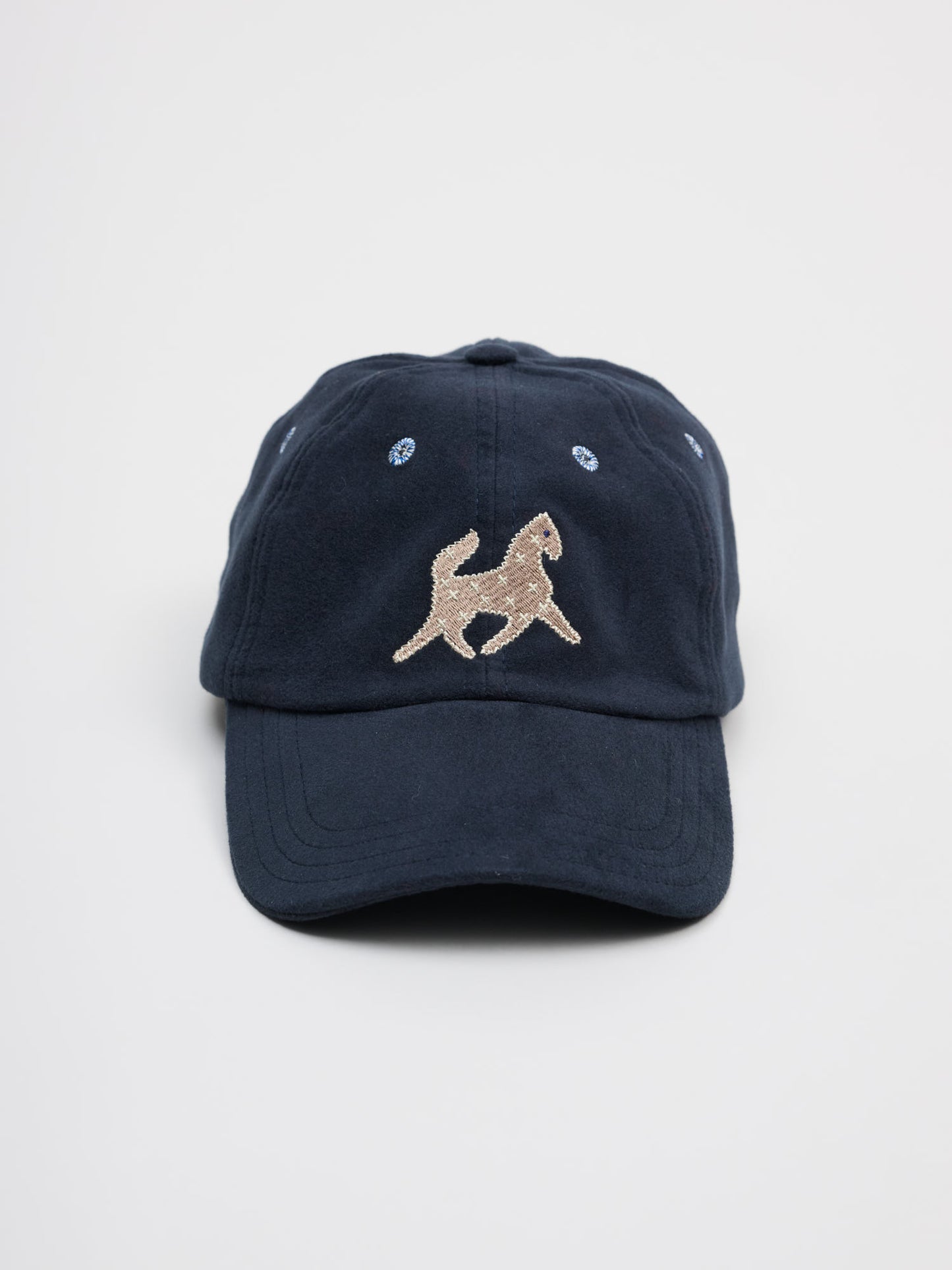 Horse Applique Moleskin Baseball Cap, Dark Navy