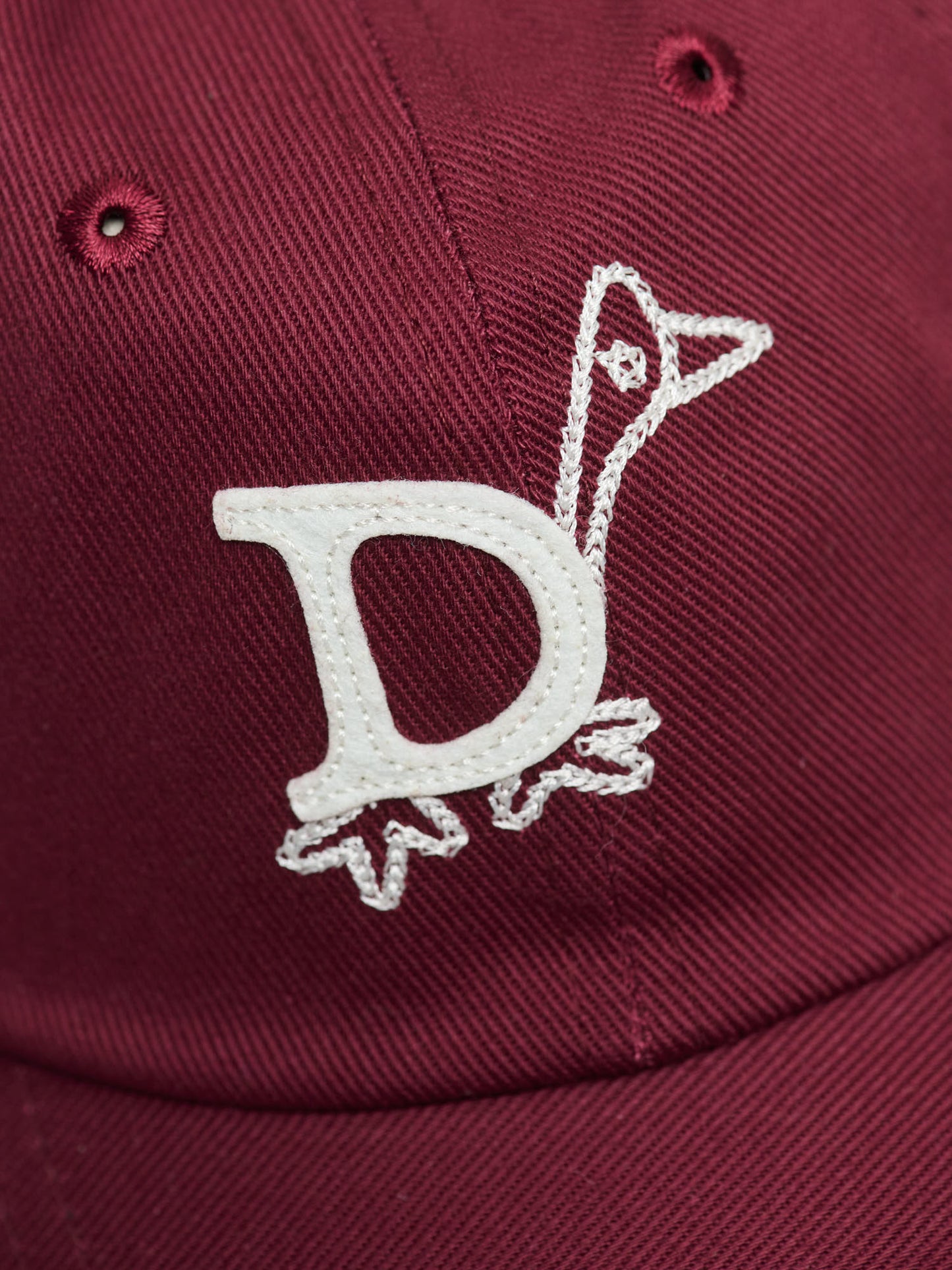 D Duck Twill Baseball Cap, Burgundy
