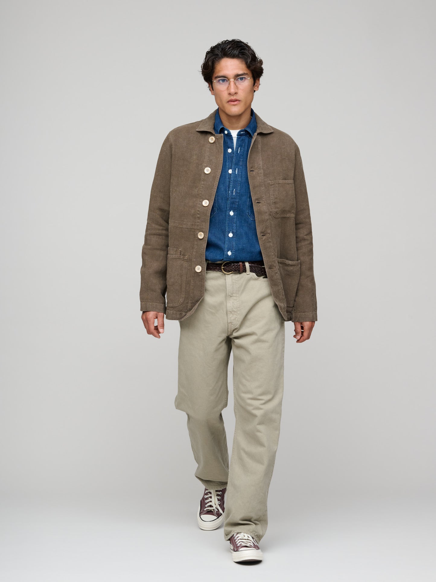 Heavy Linen Chore Jacket, Brown