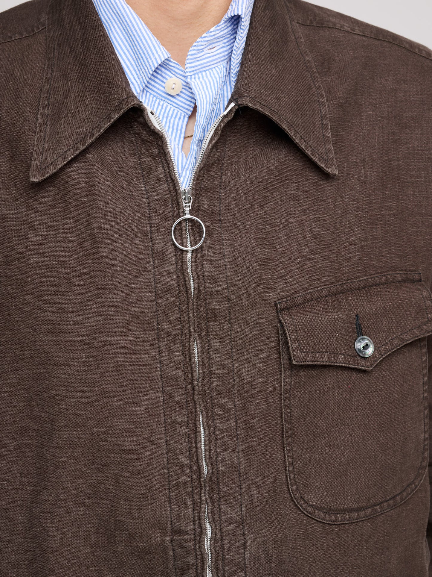 Shell Blouson, Stone Washed Brown Linen