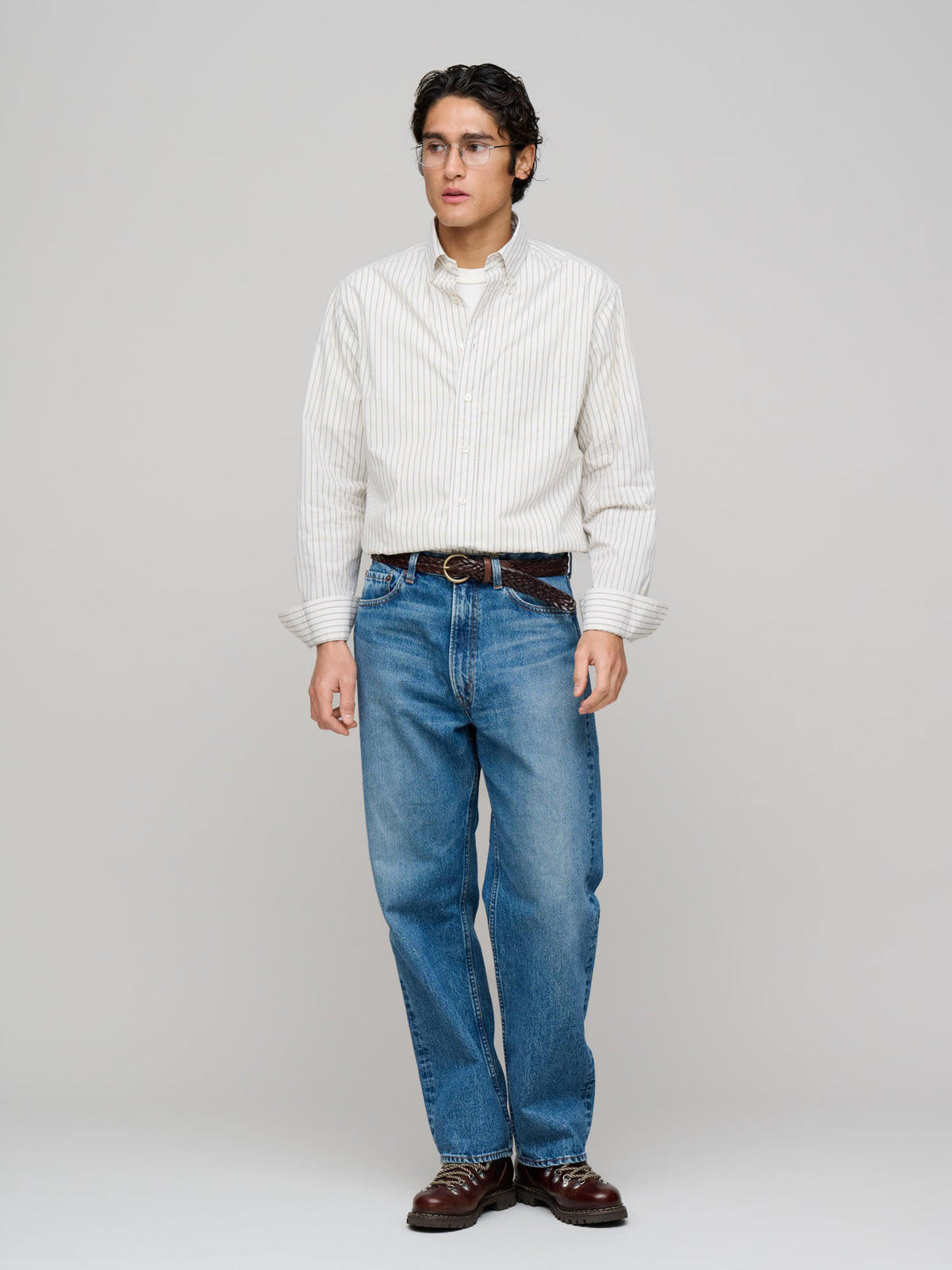 American BD Fine Double Stripe, Charcoal/Ecru