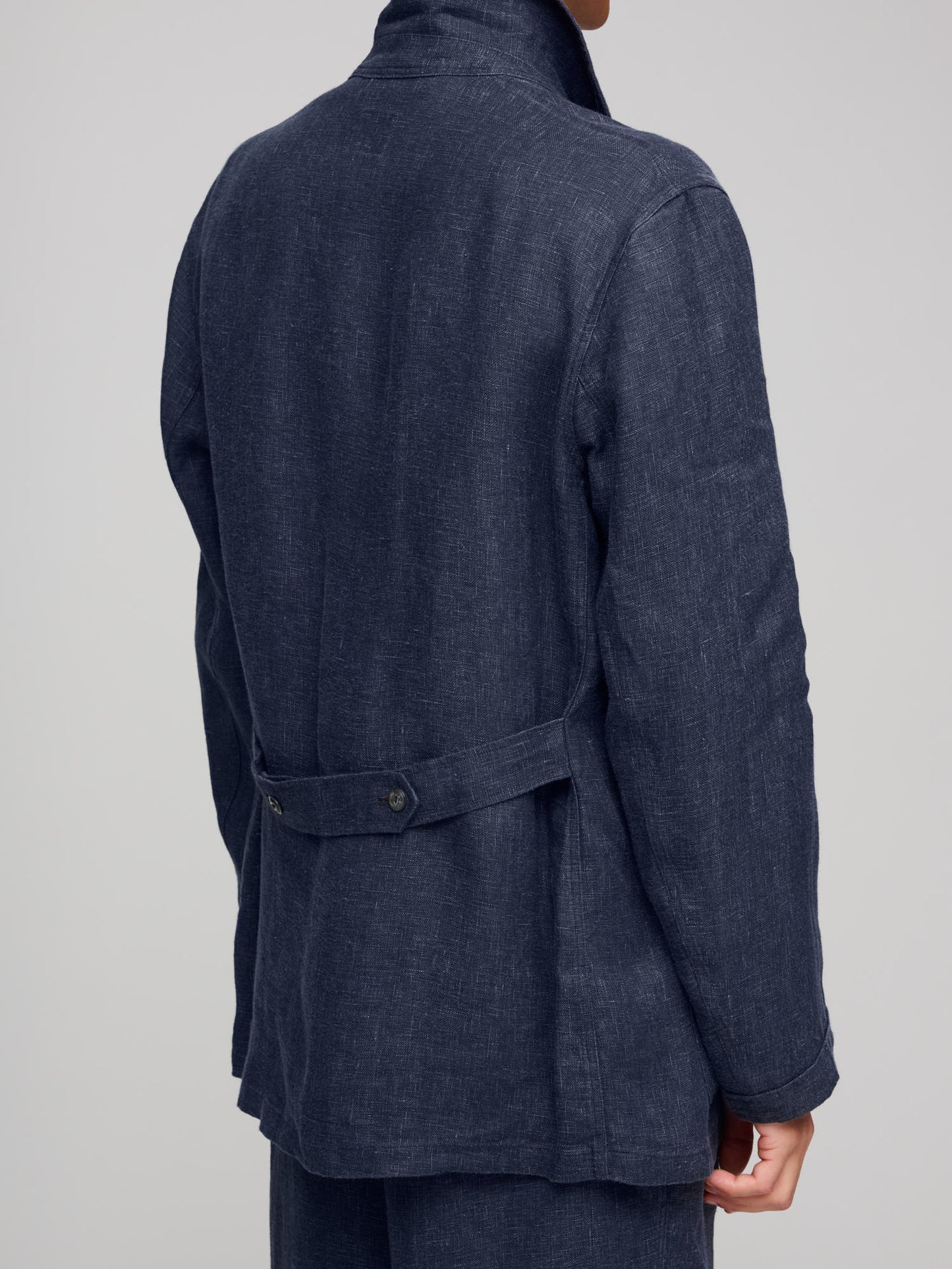 Le Cat Posh Plage Coat, Navy Sack Weave Linen