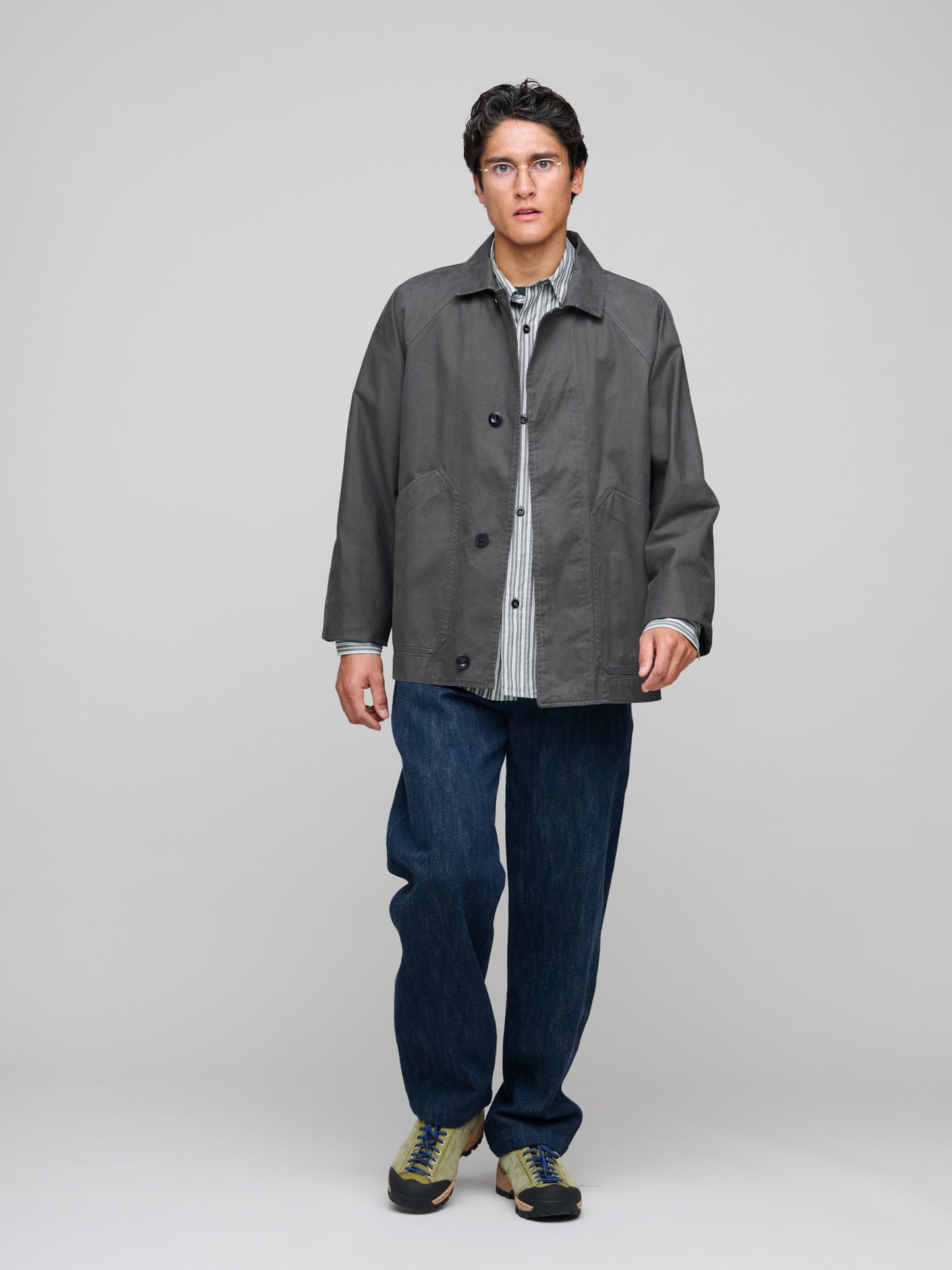 Raglan Jacket Plain Cotton Drill, Ebony