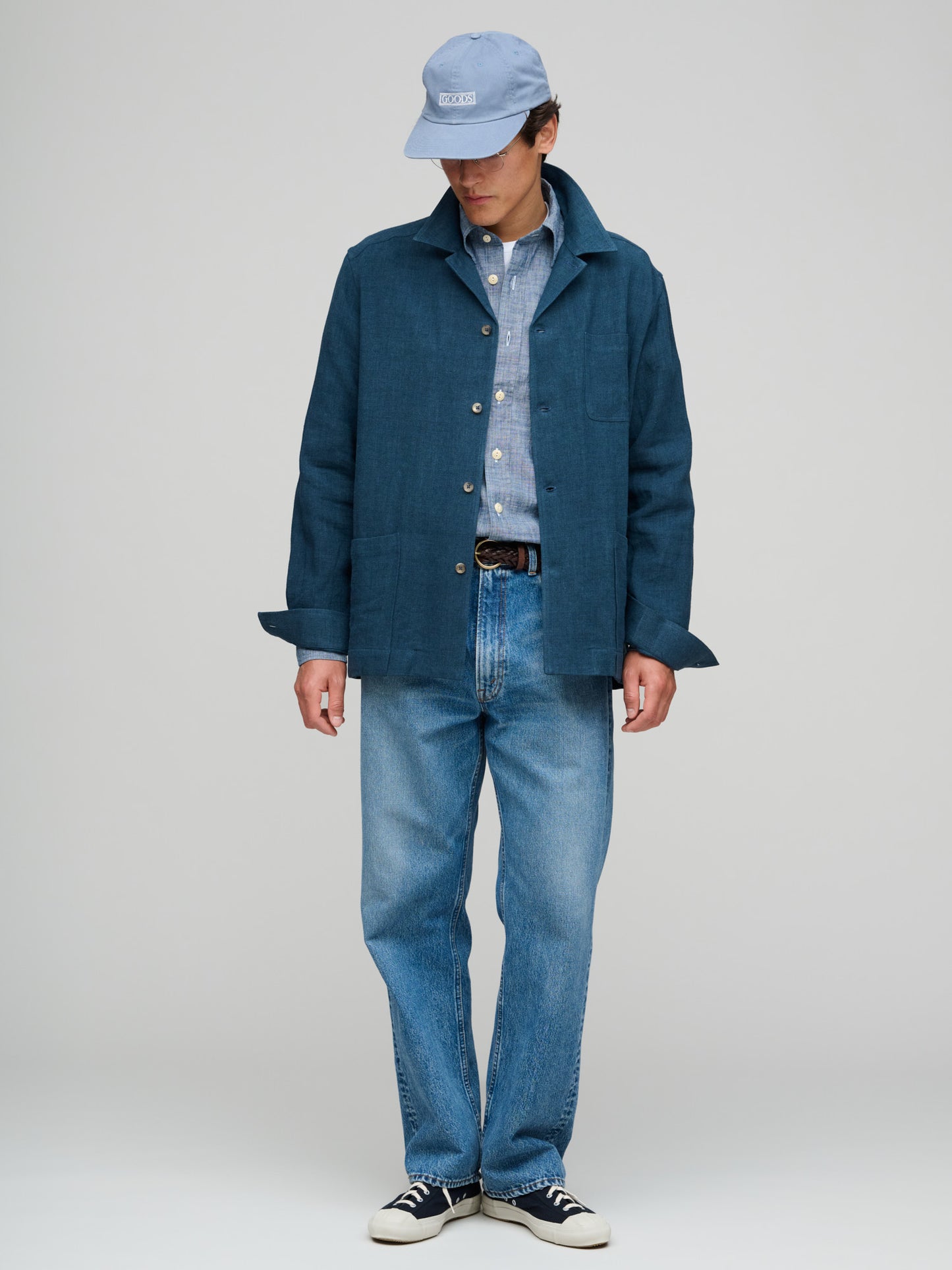 Painter's Jacket Belgian Linen, Prussian Blue