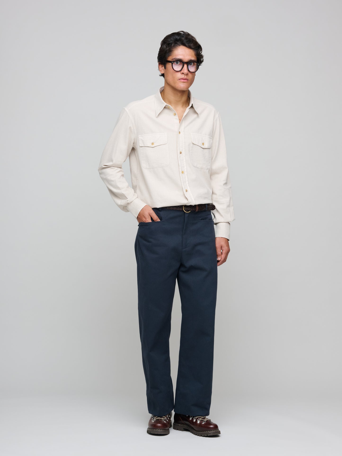 Wide Leg Work Pants, Dark Navy