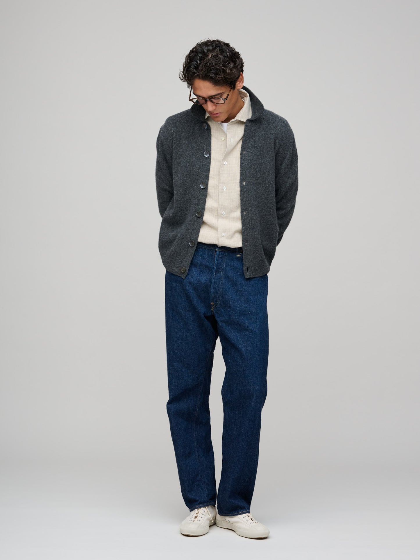 Polo Cardigan, Dark Grey Melange