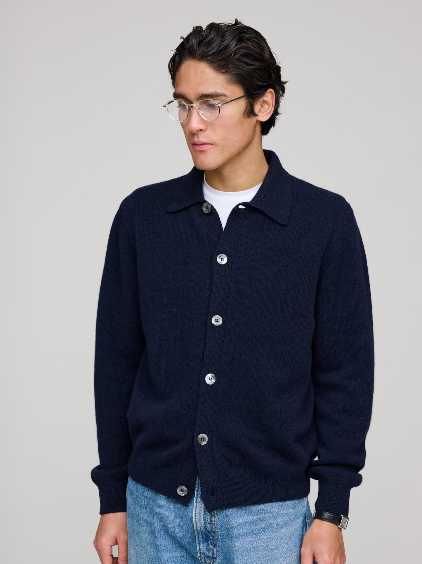 Polo Cardigan, Navy