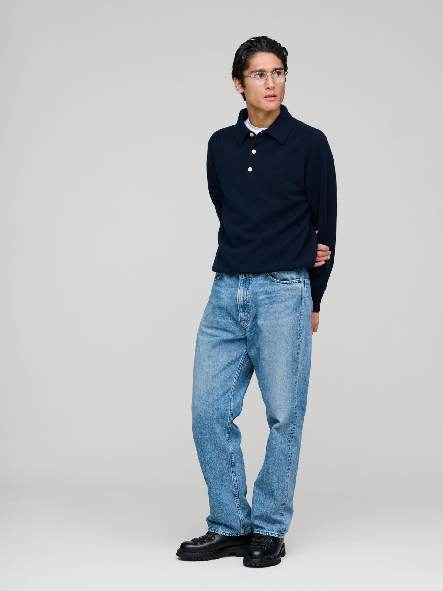 Pure Cashmere Polo, Navy