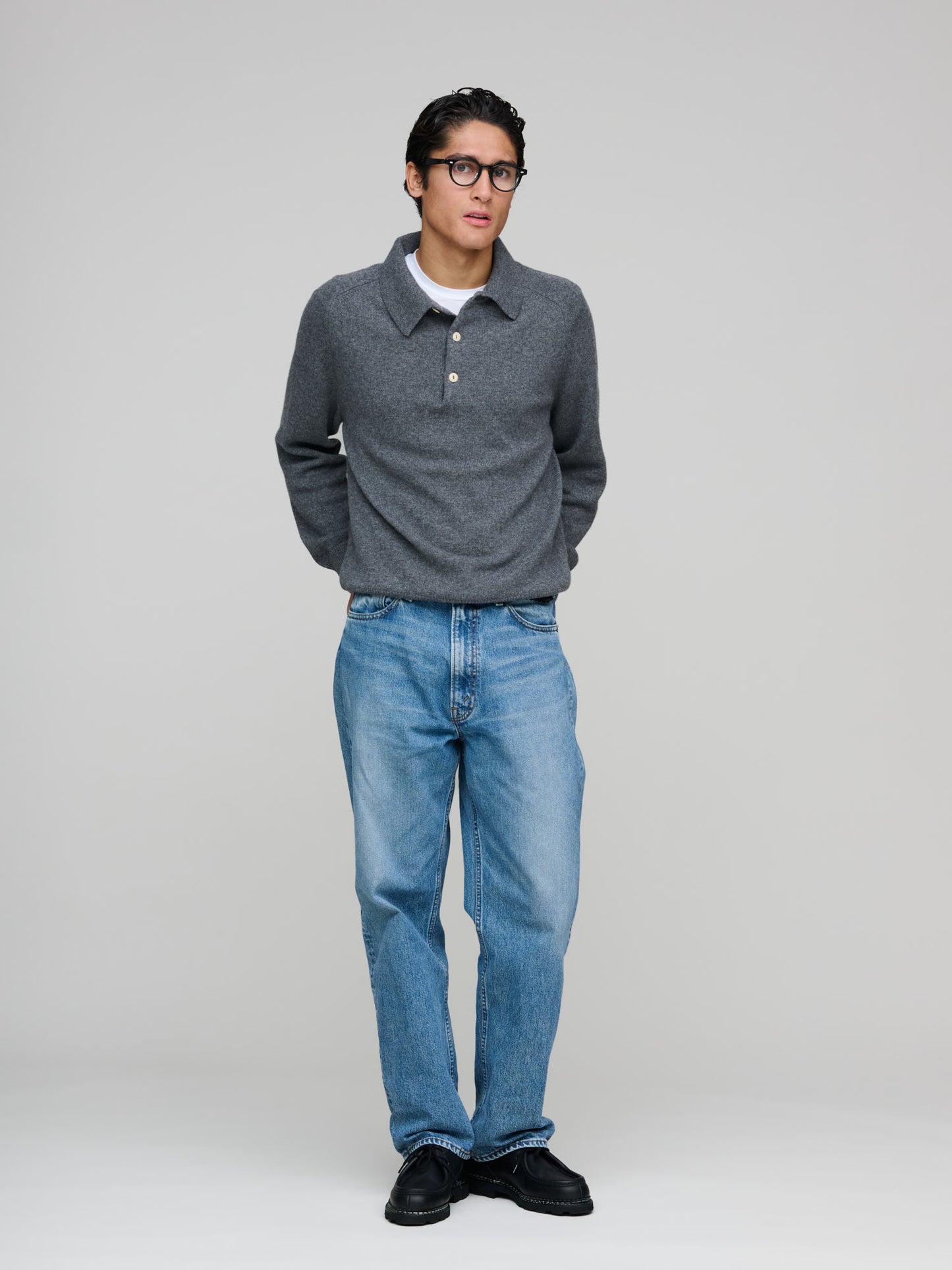 Pure Cashmere Polo, Grey