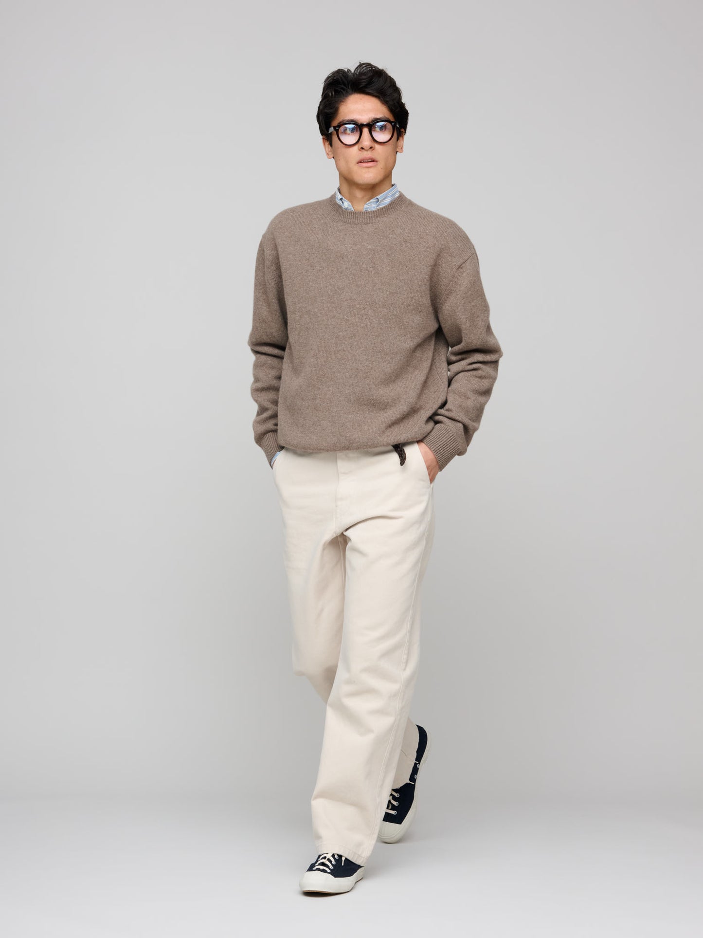Easy Crew - Cashmere/Lambswool, Light Brown