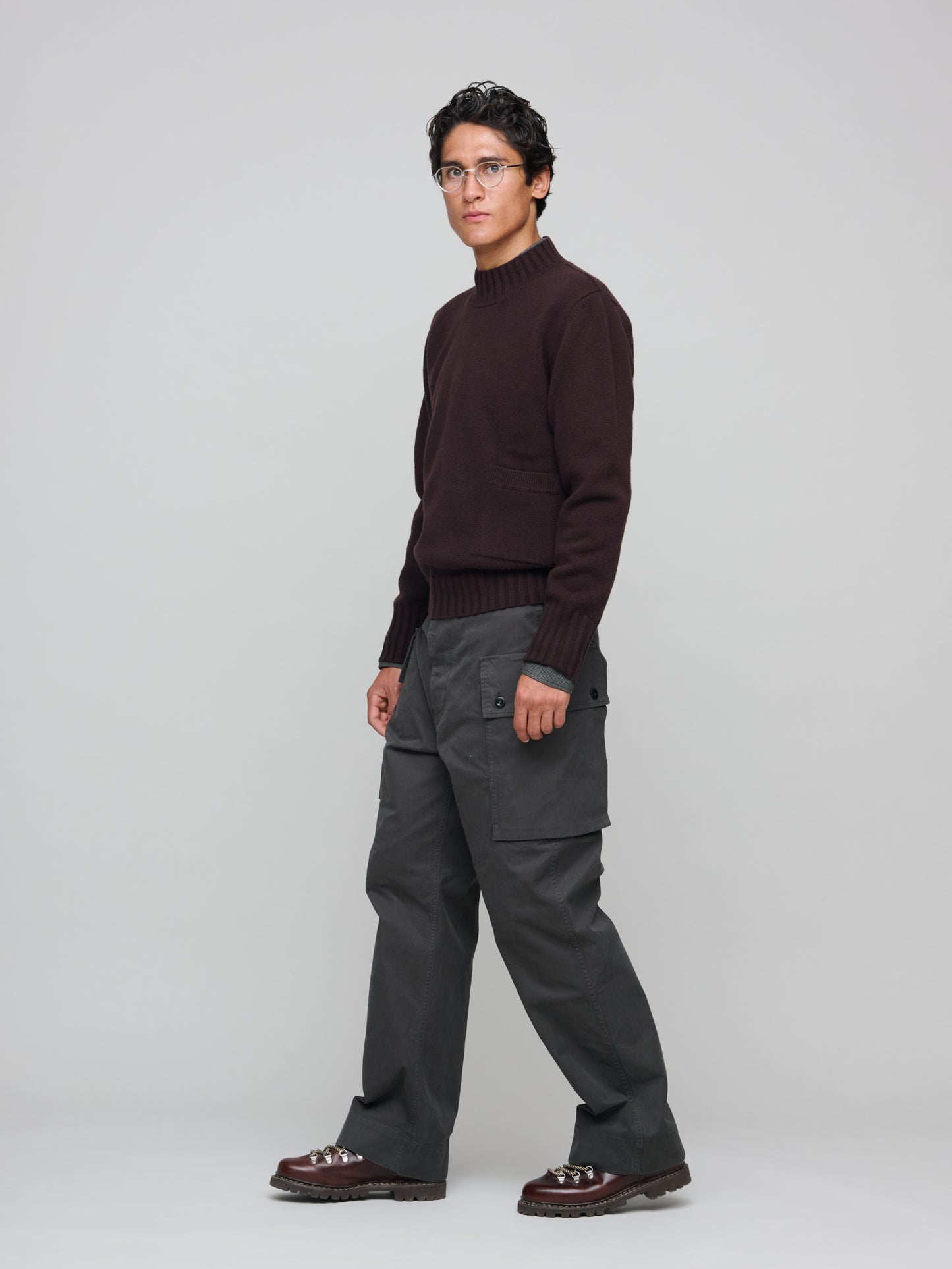 Single Pocket Crew Geelong Lambswool, Mahogany