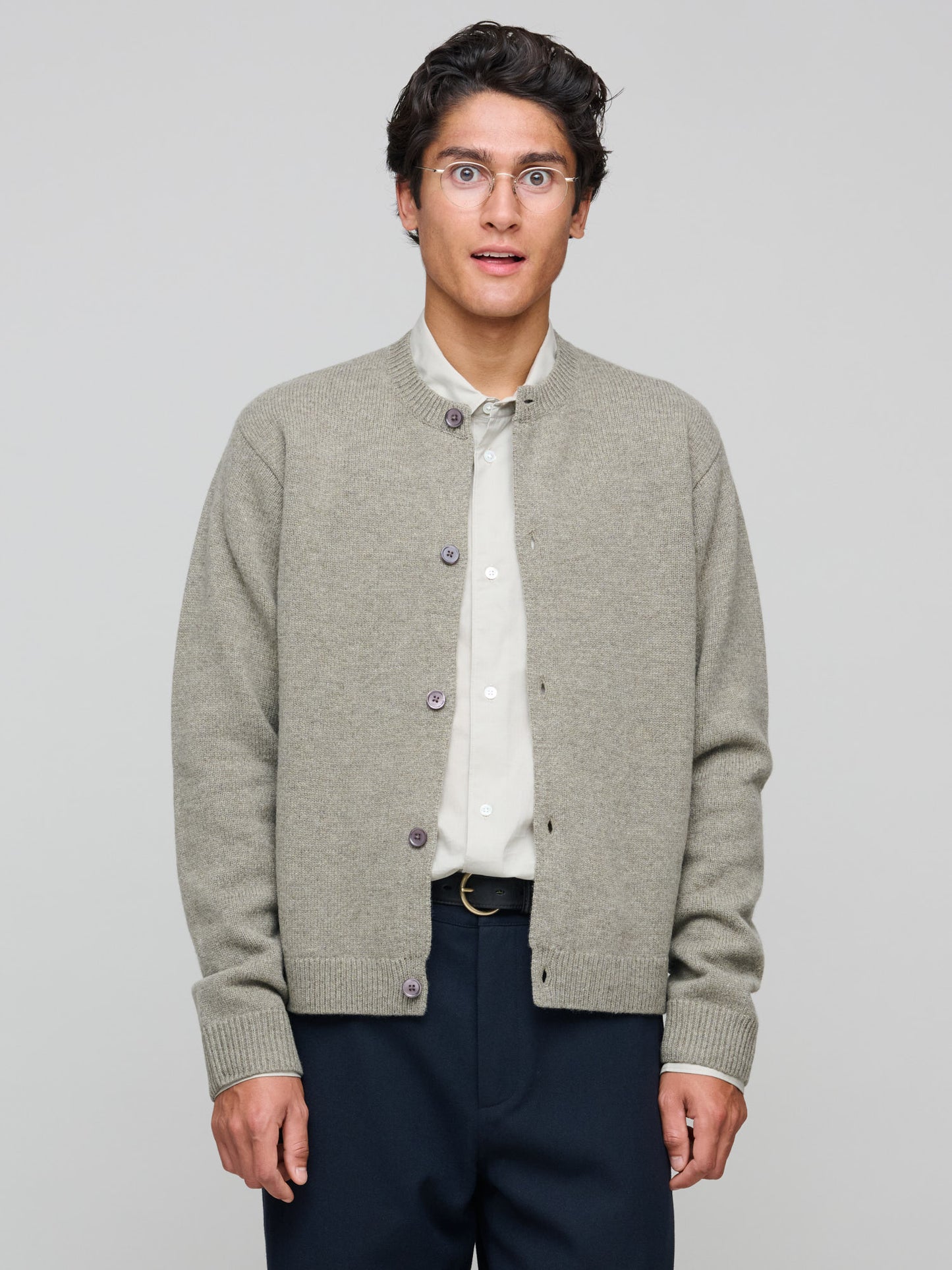Cardigan Boiled Wool, Stone