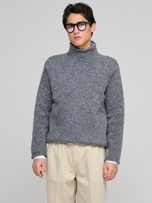 Donegal Vintage Roll Neck Sweater, Grey