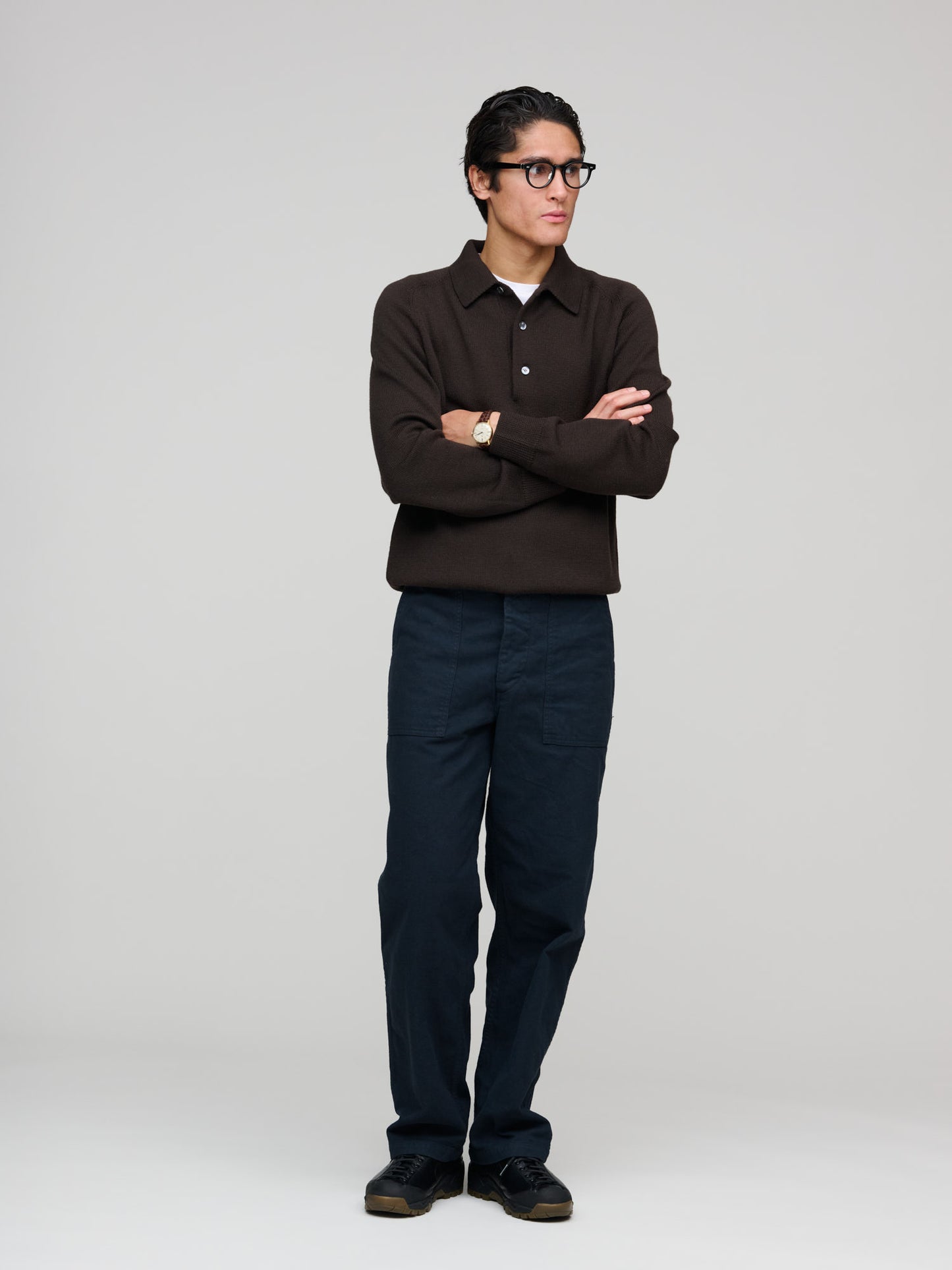Merino Polo, Dark Brown
