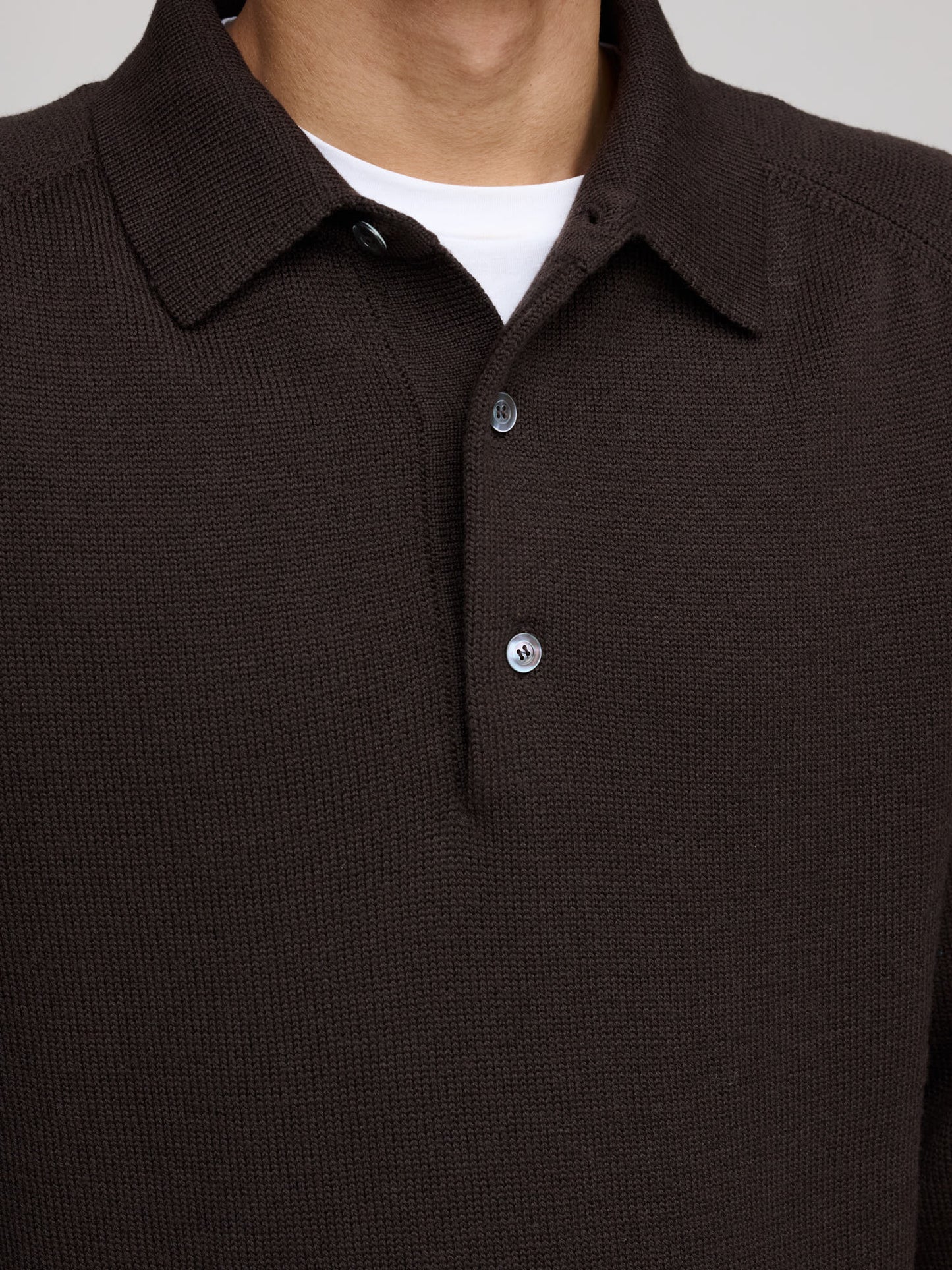 Merino Polo, Dark Brown