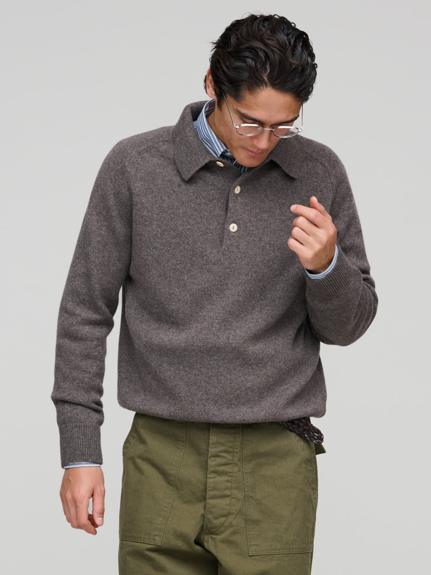 Pure Cashmere Polo, Drift Wood