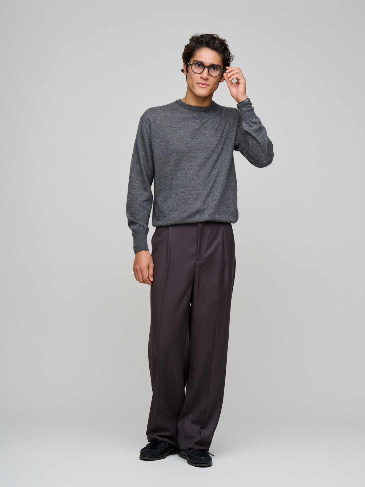 High Gauge Soft Cashmere Knit P/O, Charcoal