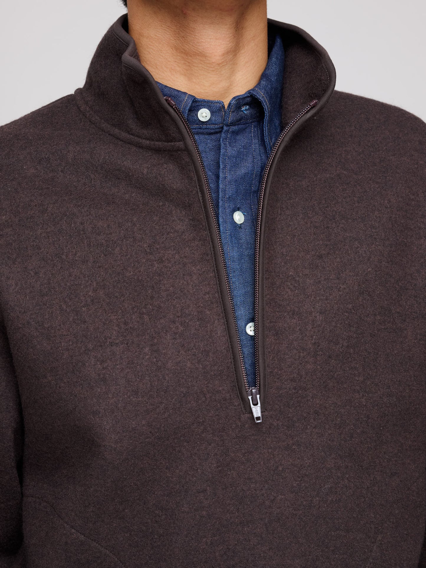 Wool Half Zip, Dark Brown